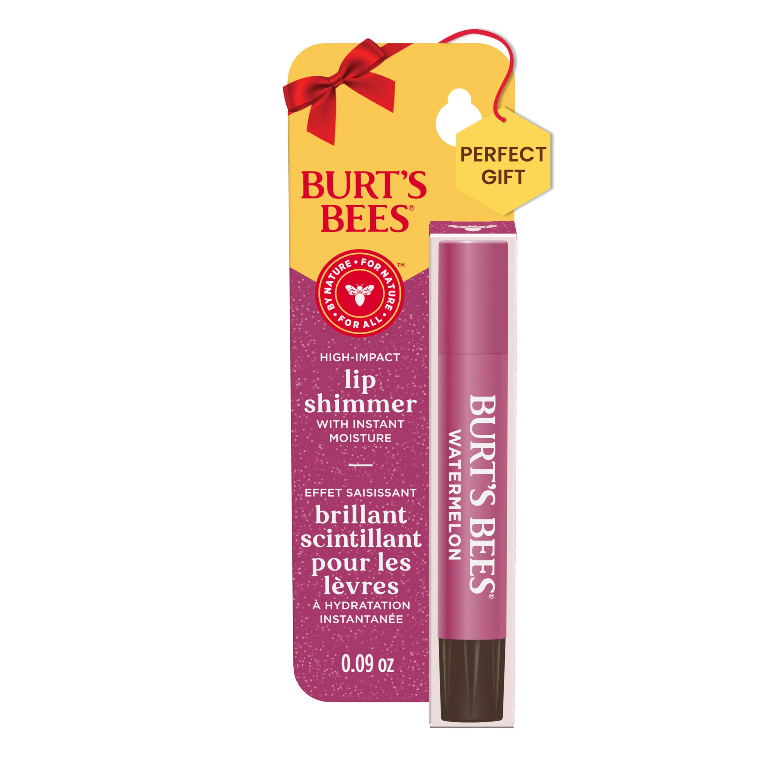 Burts Bees Shimmer Lip Tint Valentines Day Gifts, Tinted Lip Balm Stick, Moisturizing For All Day Hydration With Natural Glowy P