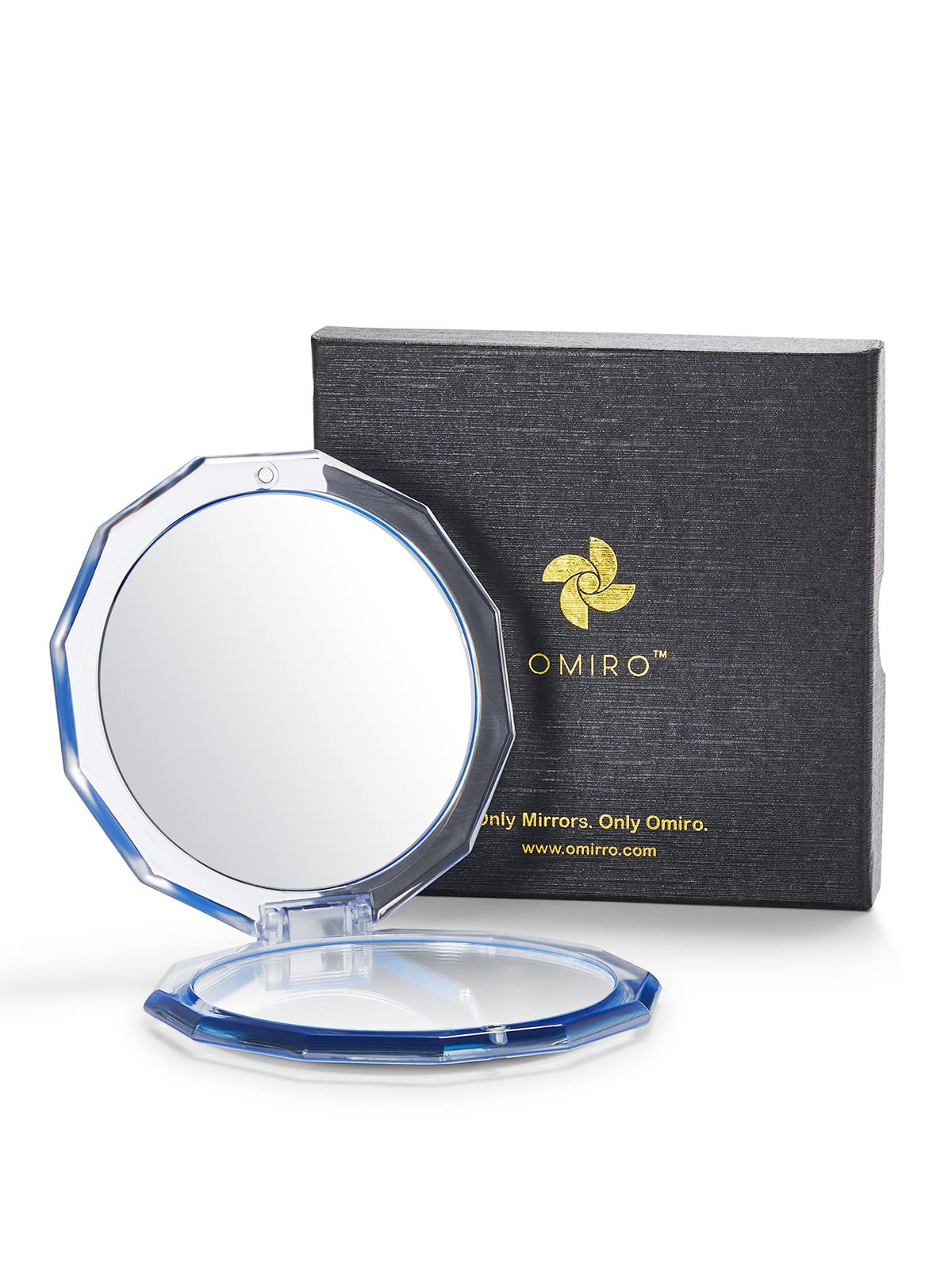 Omiro Compact Mirror, 3'' 1X/10X Magnification Mini Folding Makeup Mirror For Purses (Color Of The Year 2020 - Classic Blue)