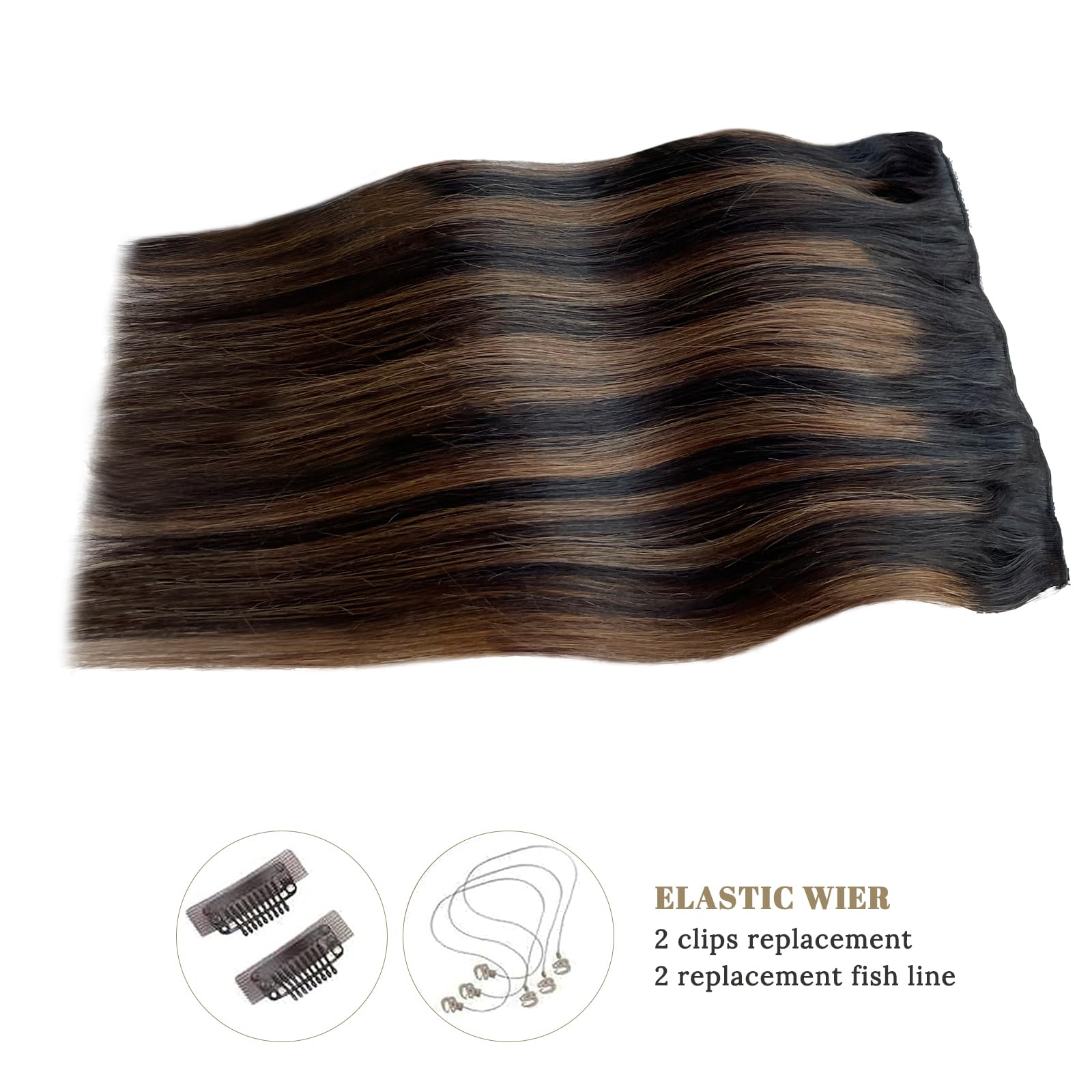20Inch 100G Human Hair Halos Extensions Ombre Black To Chestnut Brown Balayage Halos Hair Extensions Real Human Hairblack With B