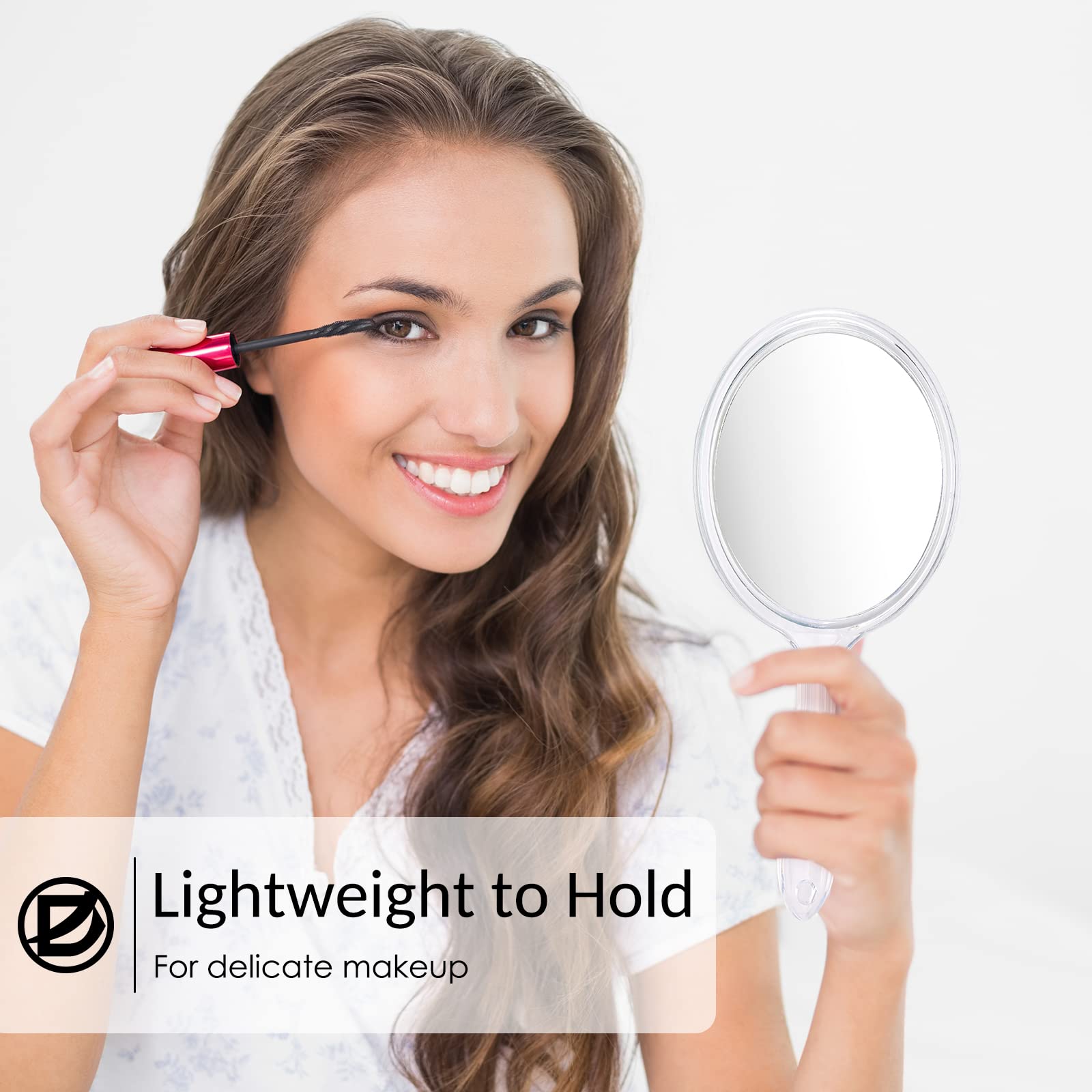 D Handheld Mirror With Handle, Hand Mirror Small Doule Sided Magnifying Mirror 1X 2X, Handle Makeup Mirror, Acrylic Handheld Mir