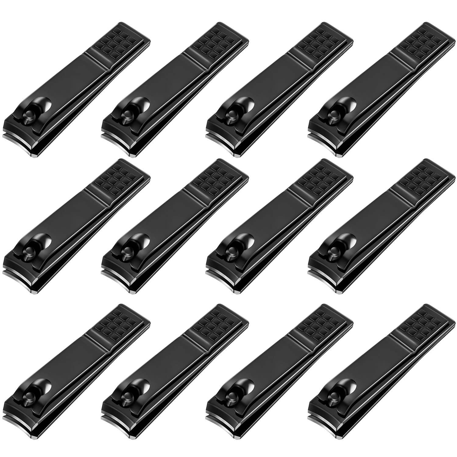 Yaomiao 12 Pieces Nail Clipper Set Stainless Steel Nail Cutter Fingernails and Toenail Clipper Cutter for Women Men (Black)