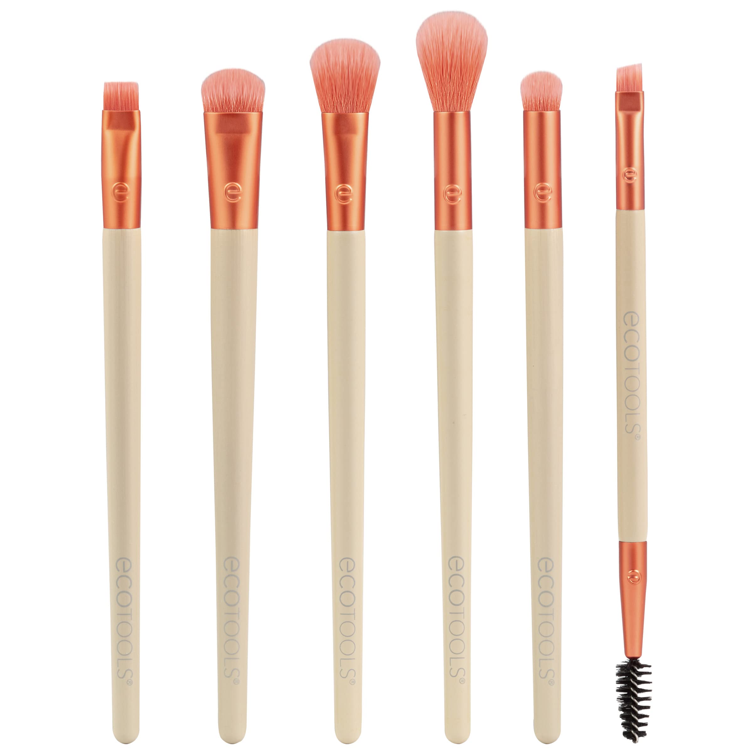 EcoTools Elements Fiery Eye Makeup Brush Set, For Eyeshadow & Eyeliner, Blending Brushes for Eyes, Eco Friendly Makeup Brushes, 