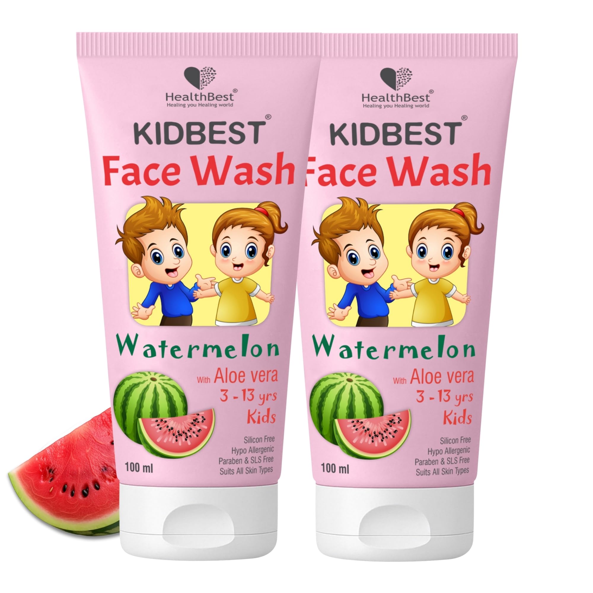 Healthbest Face Wash For Kids 313 Years | Normal Skin, Sensitive Skin & Dry Skin | Tear, Paraben, Sls Free | Watermelon Flavor 