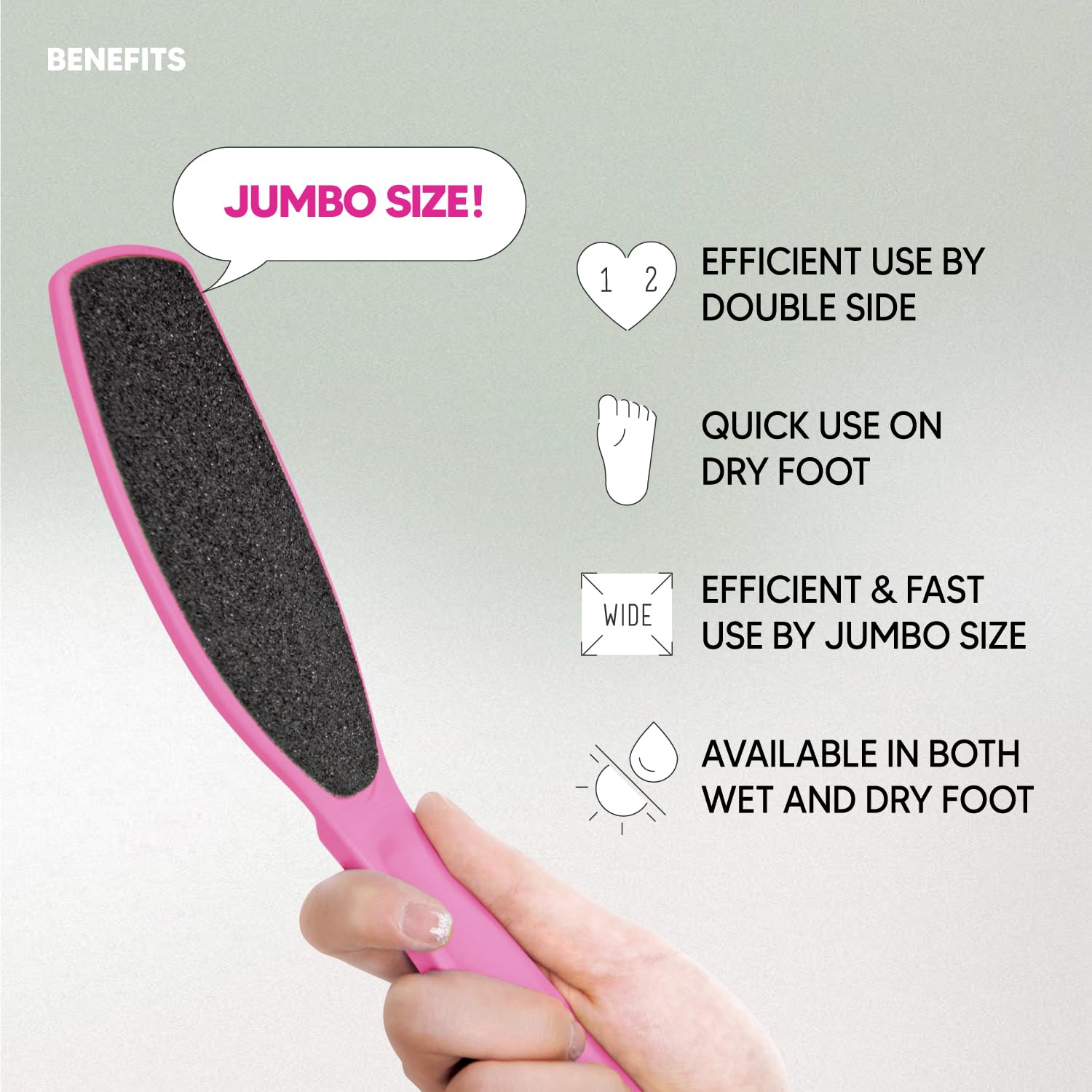F3 Systems, Wide Emery Foot File, Double-Sided Pedicure Tool, Colossal Foot File for Men & Women, Effective for Cracked Heel, Ca