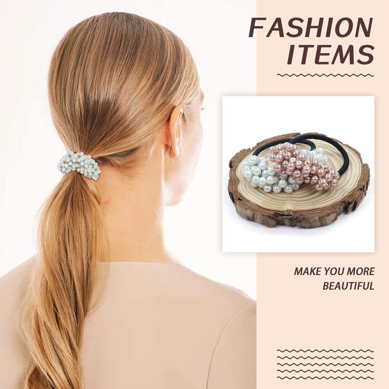 Cinaci 12 Pack Glitter Pearl Crystal Hair Scrunchies Stretchy Hair Ties Elastics Rubber Bands Ponytail Holders Hairbands Accesso