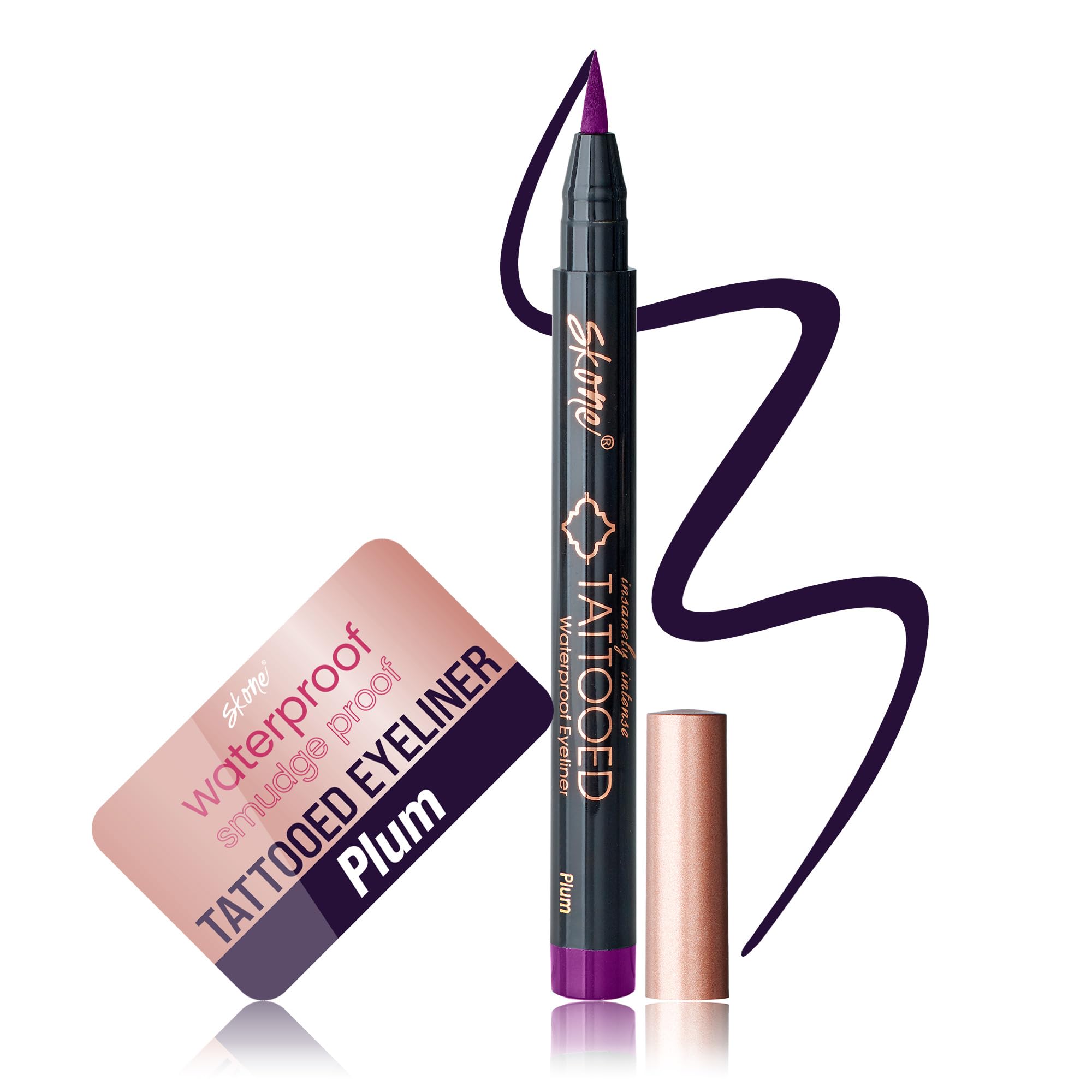 Skone Waterproof Liquid Eyeliner - Long Lasting & Smudge Proof - Insanely Intense Tattooed Eyeliner Pen With Felt Tip Applicator