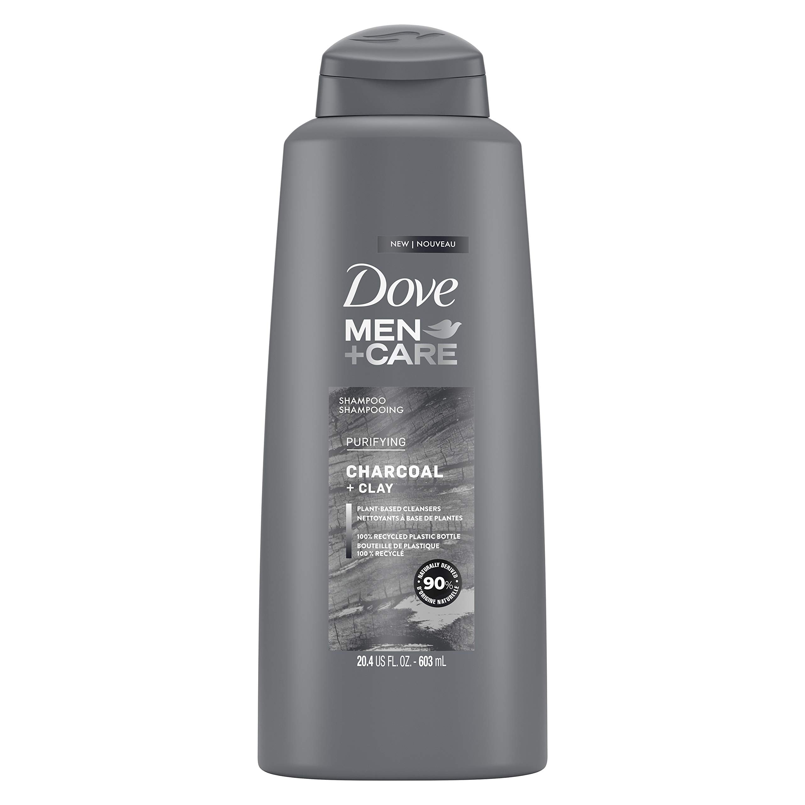Dove Men+Care Shampoo For Healthy-Looking Hair Charcoal + Clay Naturally Derived Plant Based Cleansers 20.4 oz