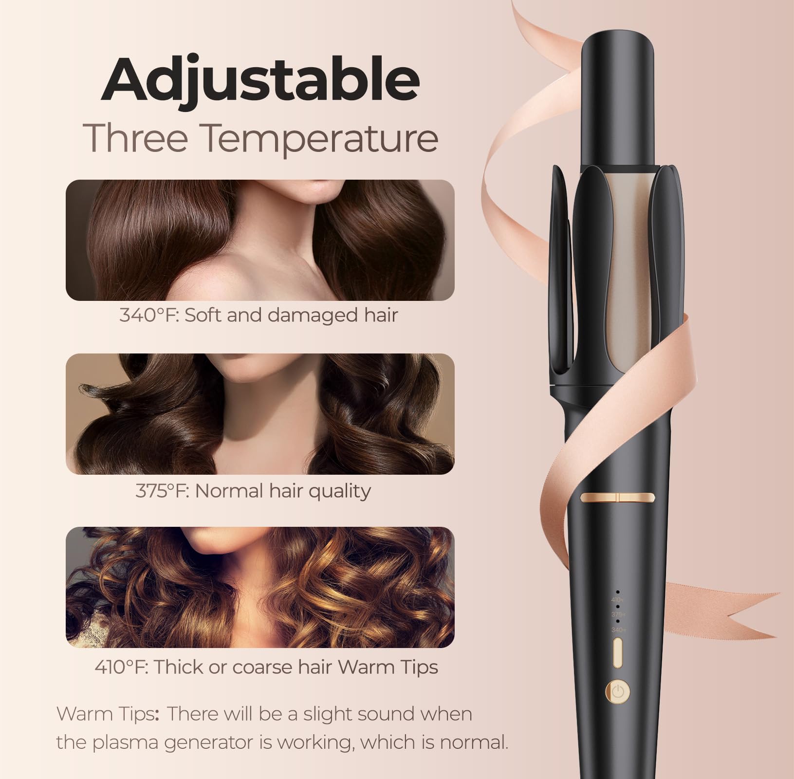 Automatic Curling Iron 1 1/4 Inch, Rotating Ionic Hair Curler Wand With 3 Temperatures, Anti-Scald, Auto Shut-Off Spin Iron For