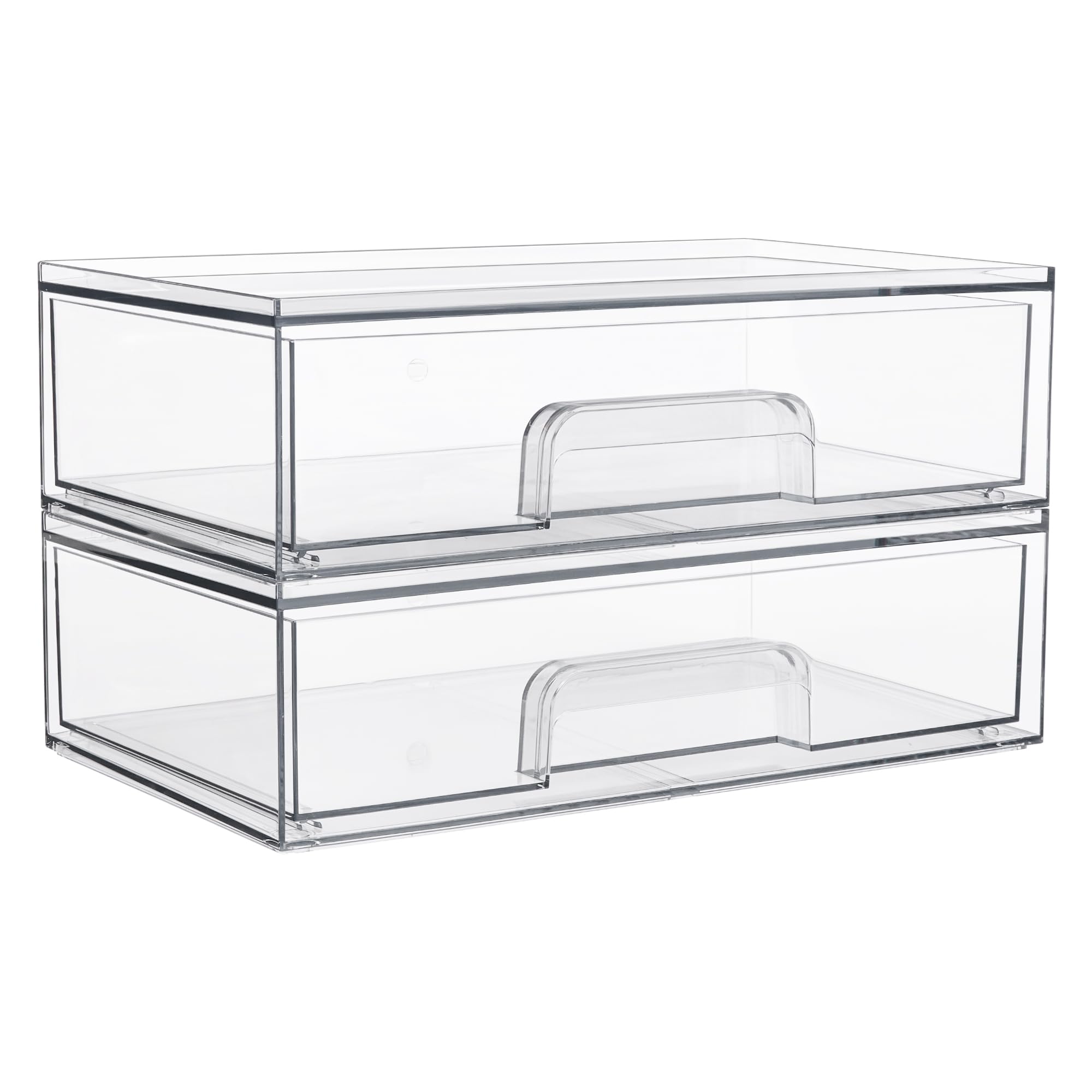 Vtopmart 12''W Clear Stackable Storage Drawers,2 Pack Acrylic Plastic Organizers Bins For Makeup Palettes, Cosmetics, And Beauty