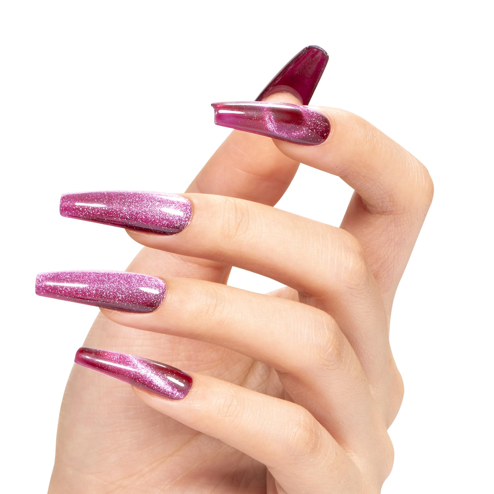 Maychao 15Ml Cat Eye Gel Nail Polish 1Pc Plum Gel Polish With Magnet Soak Off Holographic Magnetic Nail Polish For Nail Art Mani