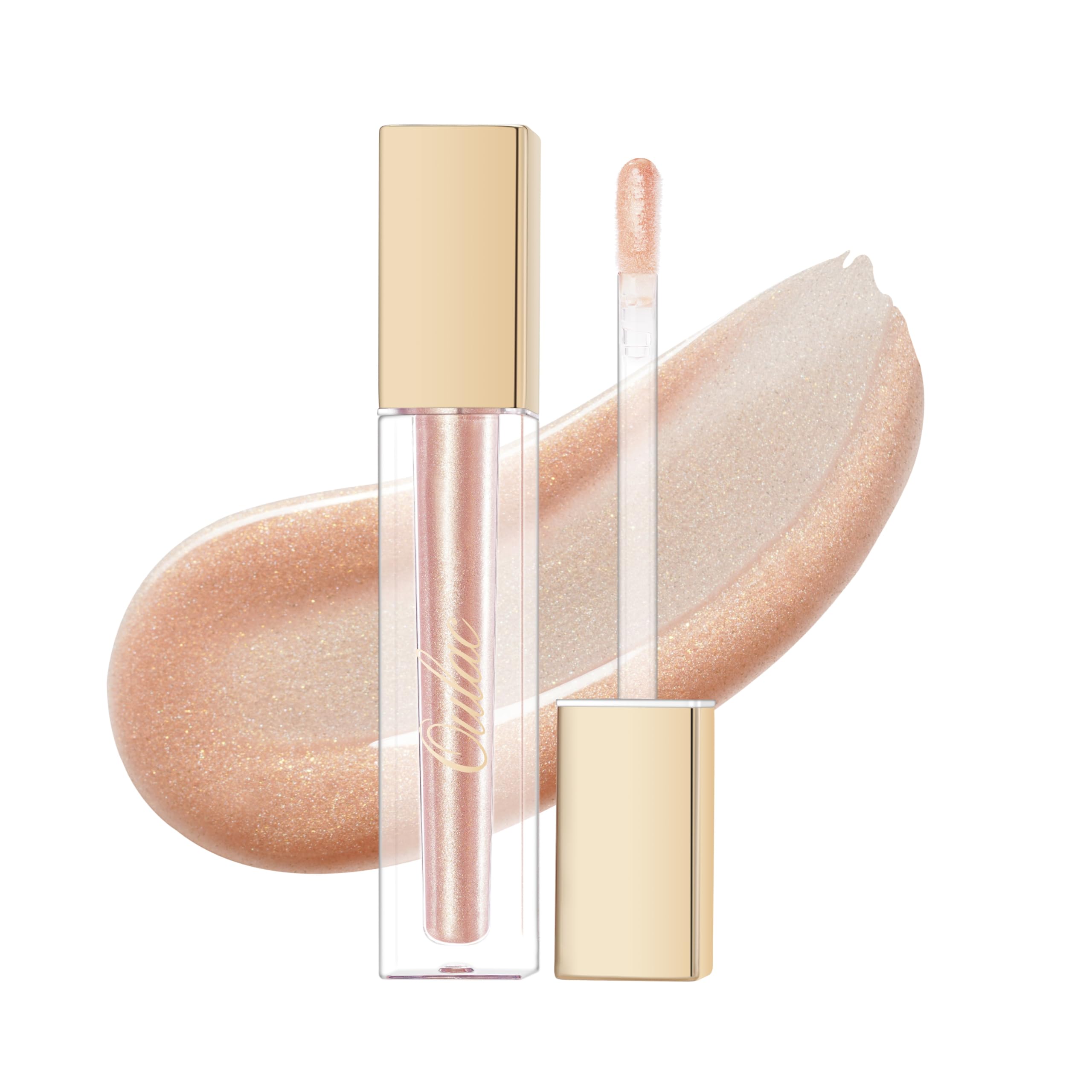 Oulac Light Beige Lip Gloss High-Shine Moisturizing Lipgloss Oil Liquid Lipstick Non-Stick Cup Glitter Lipstick Lip Tint Reduce
