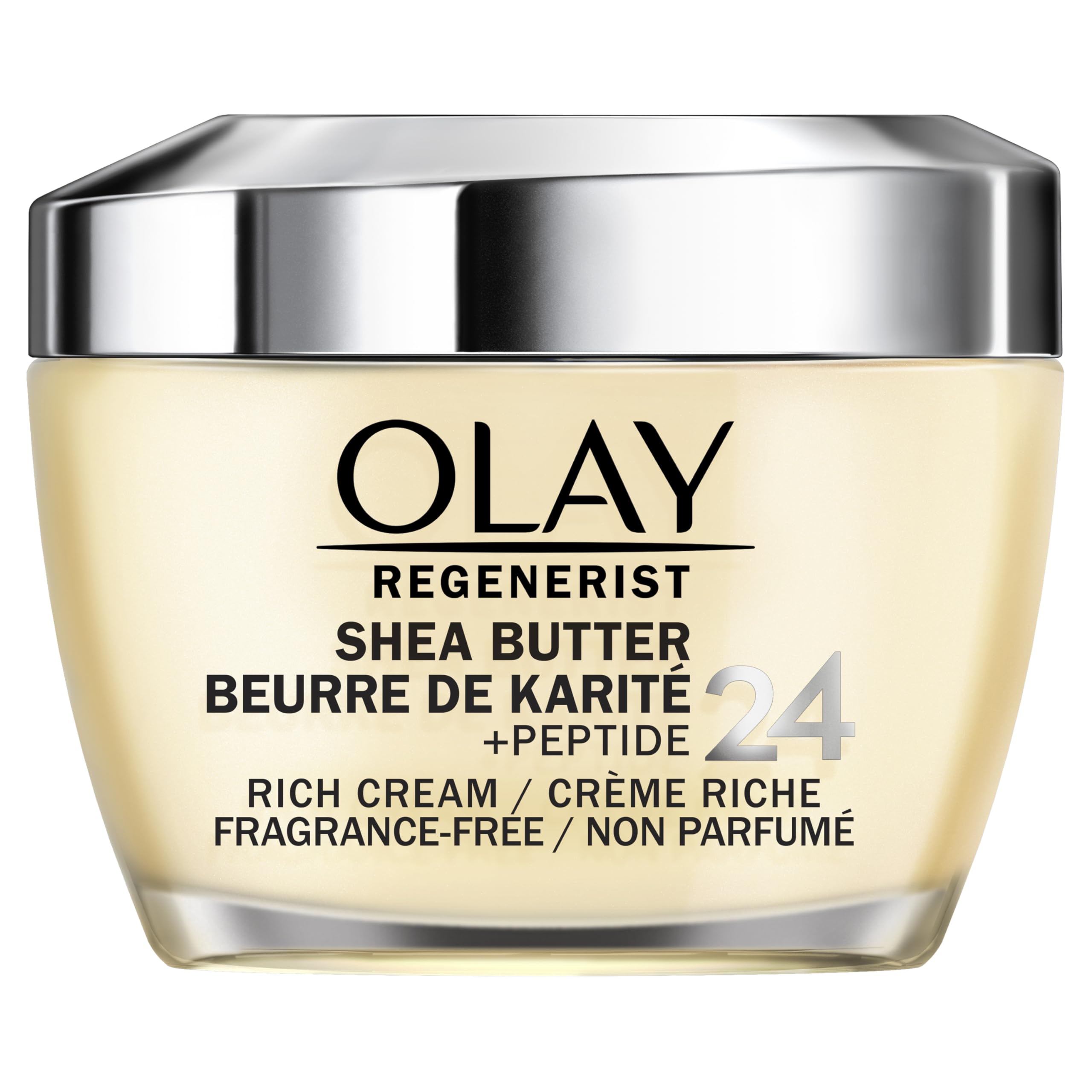 Olay Regenerist Shea Butter + Peptide 24 Rich Cream Face Moisturizer, Fragrance Free, 1.7 Oz (48G)
