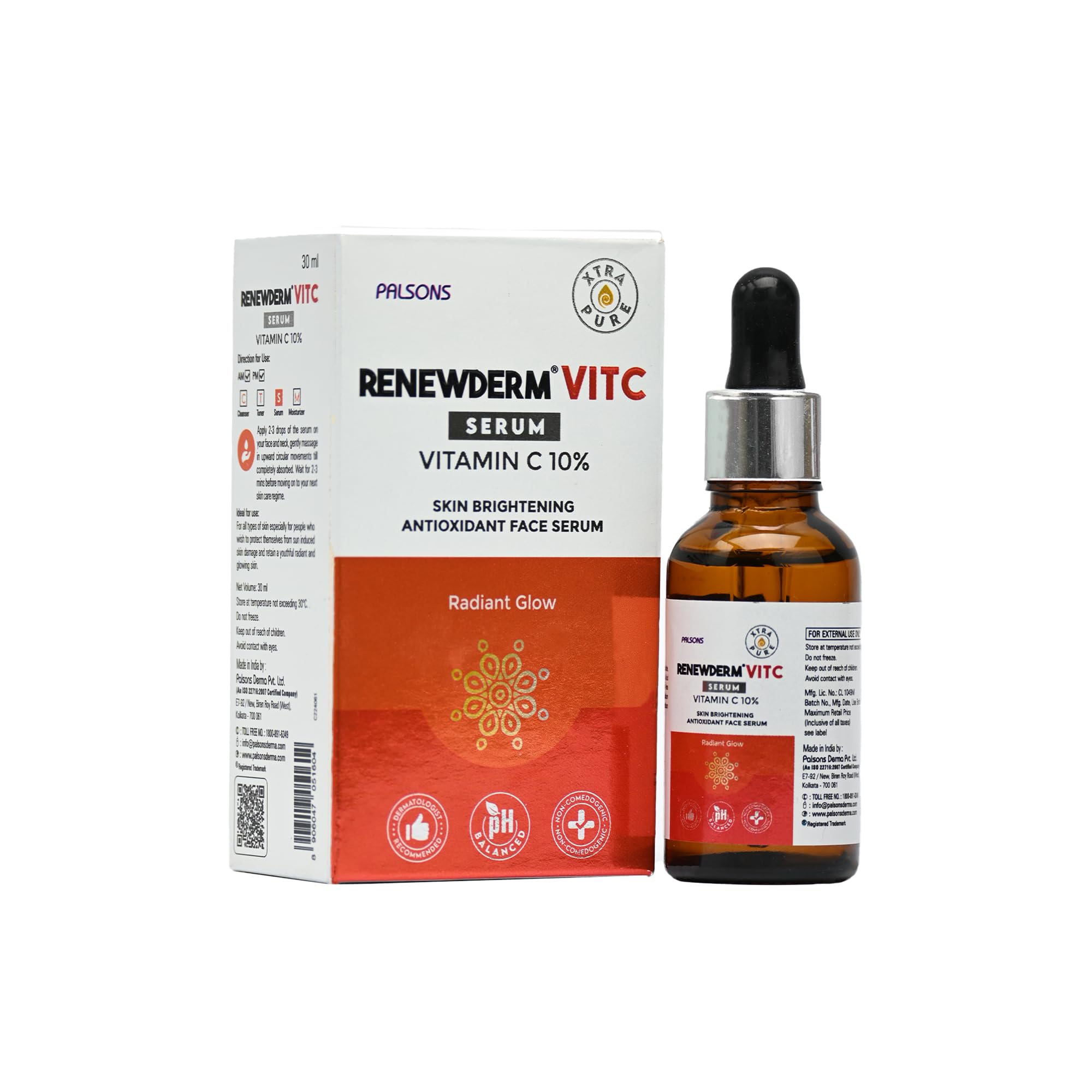 Renewderm Vit C Serum Skin Brightening Antioxidant With Vitamin C 10% | Reduces Dark Spots I For Glowing Skin | With Vitamin-C, 