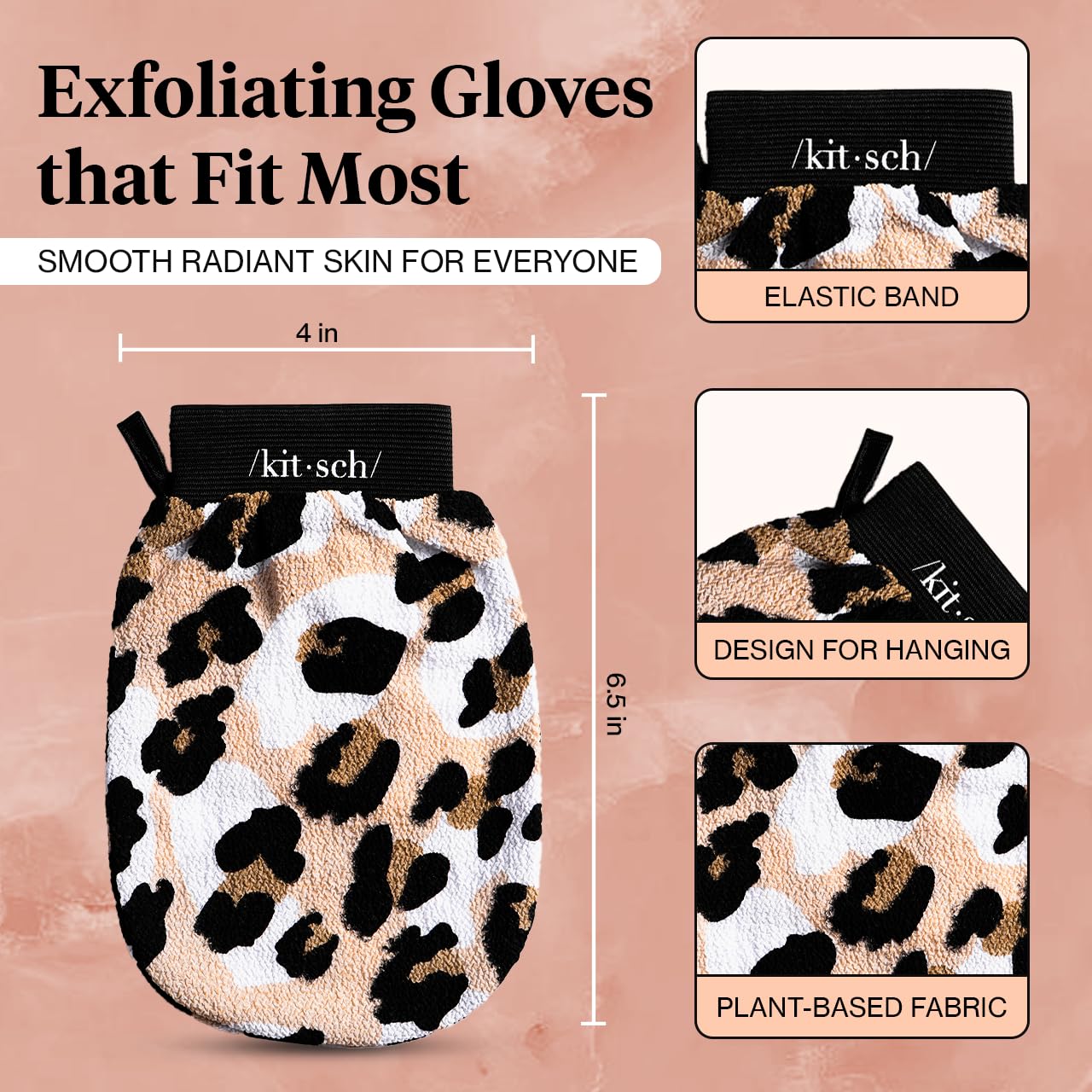 Kitsch Exfoliating Glove, Eco Friendly Exfoliating Body Scrubber, Dead Skin Remover & Body Exfoliator, Exfoliating Mitt For Skin