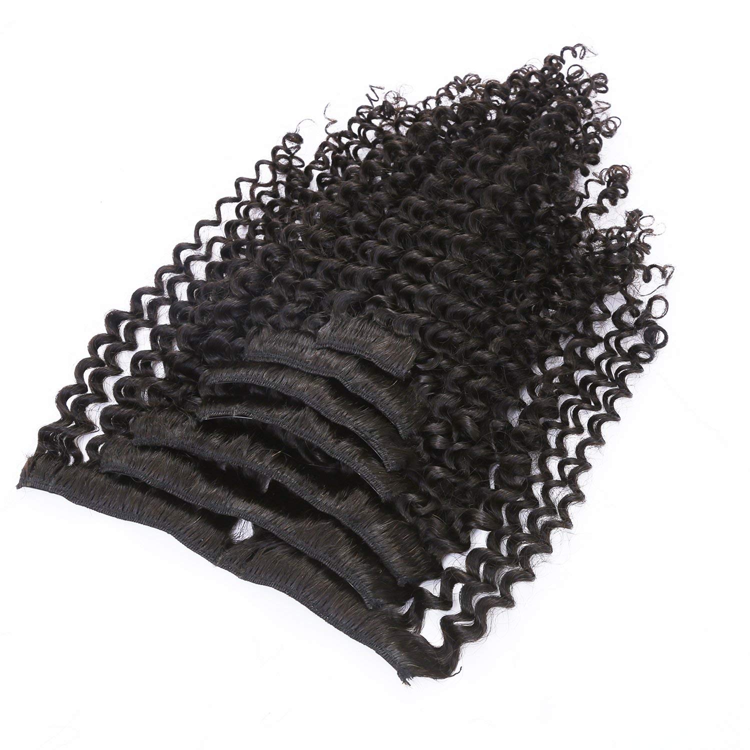 Loxxy Kinky Curly Clip In Hair Extensions #1B Black Women Real Human Hair,Double Weft 3B 3C Curly Hair Clip In Extensions 100% R
