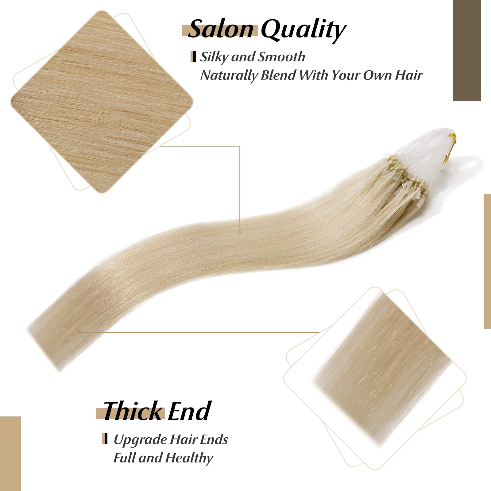 Sego Micro Beads Hair Extensions Human Hair Micro Loop Human Hair Extensions Natural Straight Micro Ring Hair Extensions Cold Fu