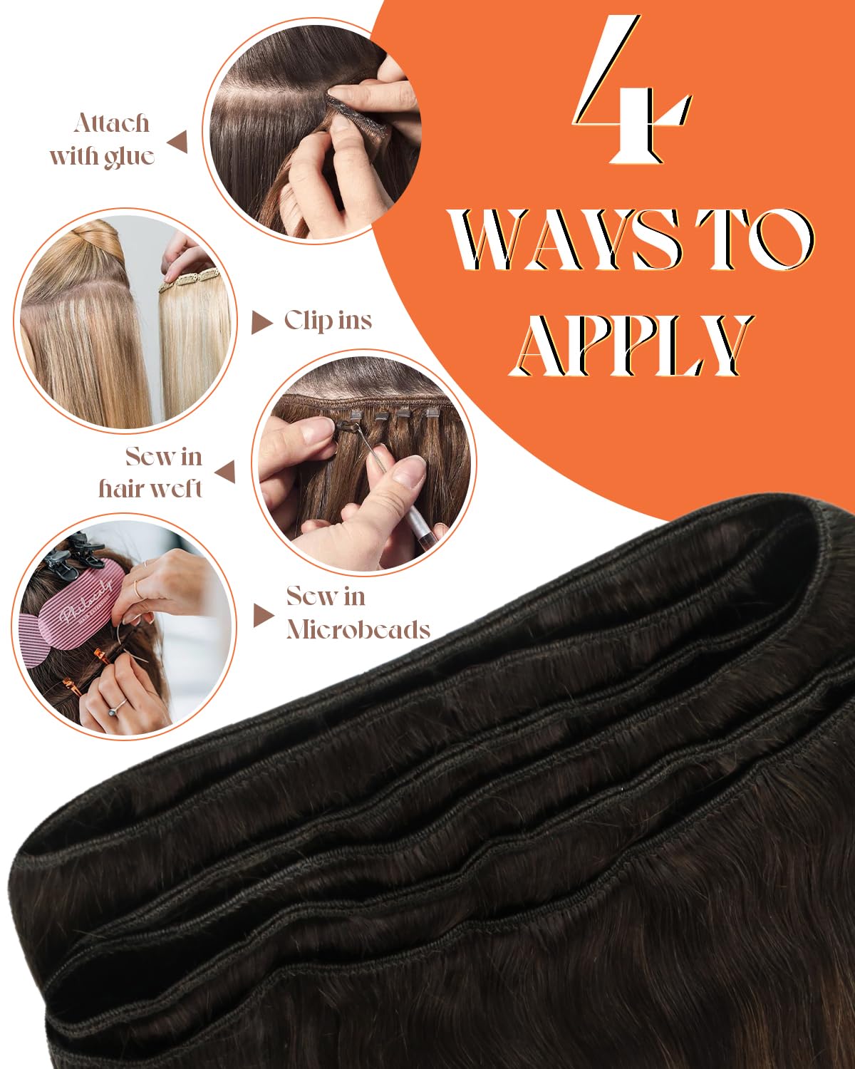 Sunny 120g Weft Hair Extensions Human Hair Balayage Sew in Hair Extensions Real Human Hair Balayage Sew in Bundles Human Hair Da