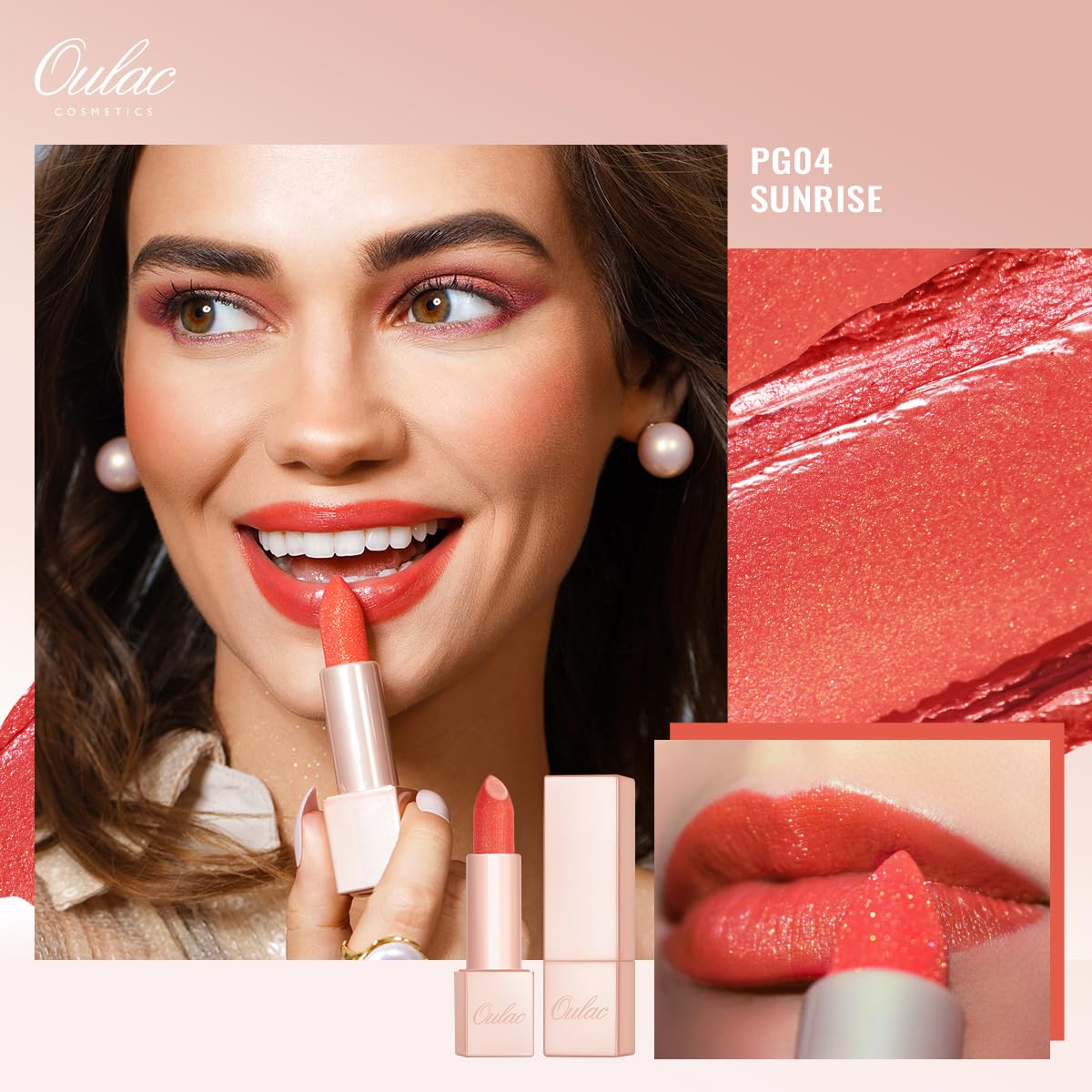 Oulac Moisturizing Coral Lipstick for Women Tinted Lip Balm Infused with Sodium Hyaluronate Acid, Lightweight Lip Makeup, Vegan