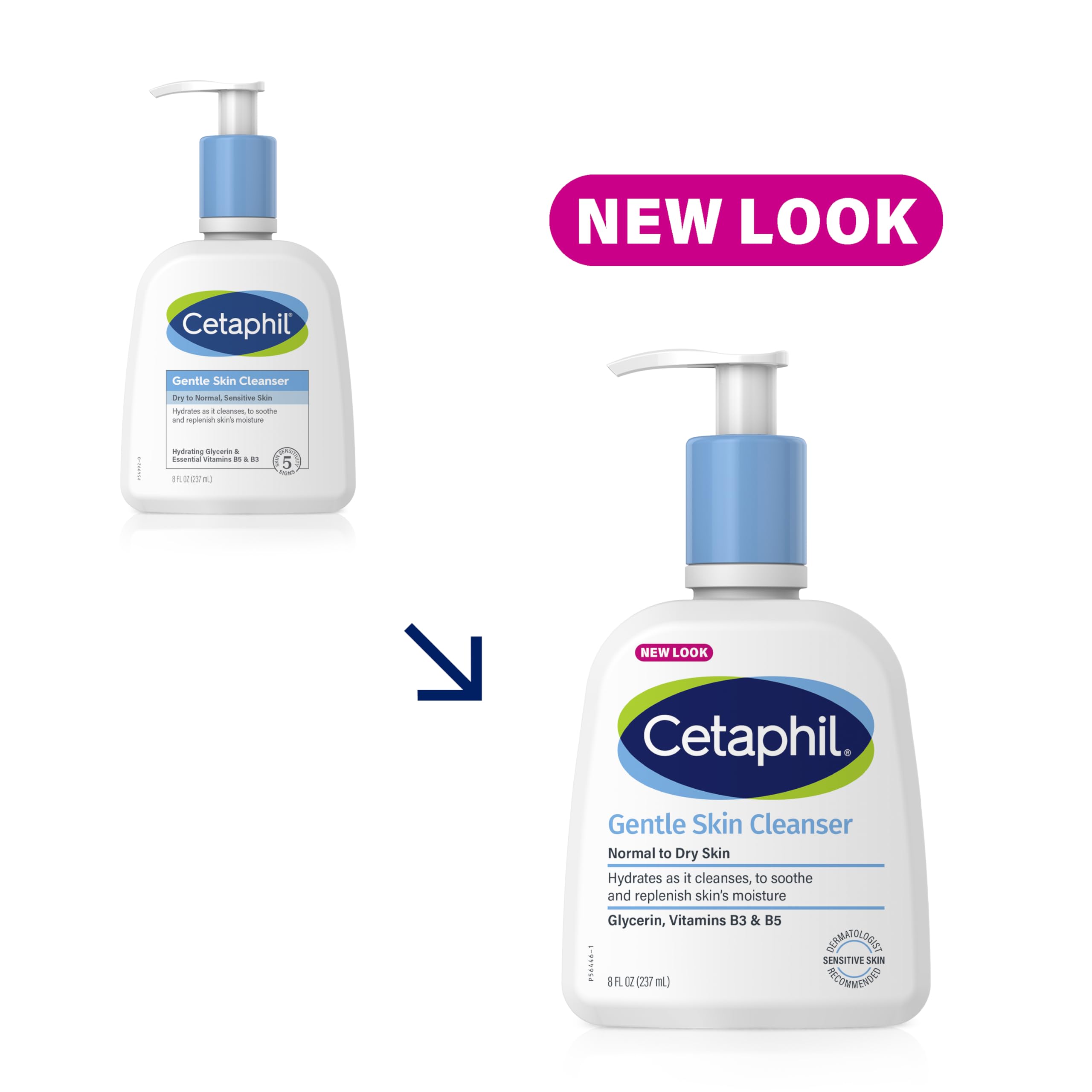 Cetaphil Face Wash, Hydrating Gentle Skin Cleanser For Dry To Normal Sensitive Skin, New 8 Oz 3 Pack, Fragrance Free, Soap Free