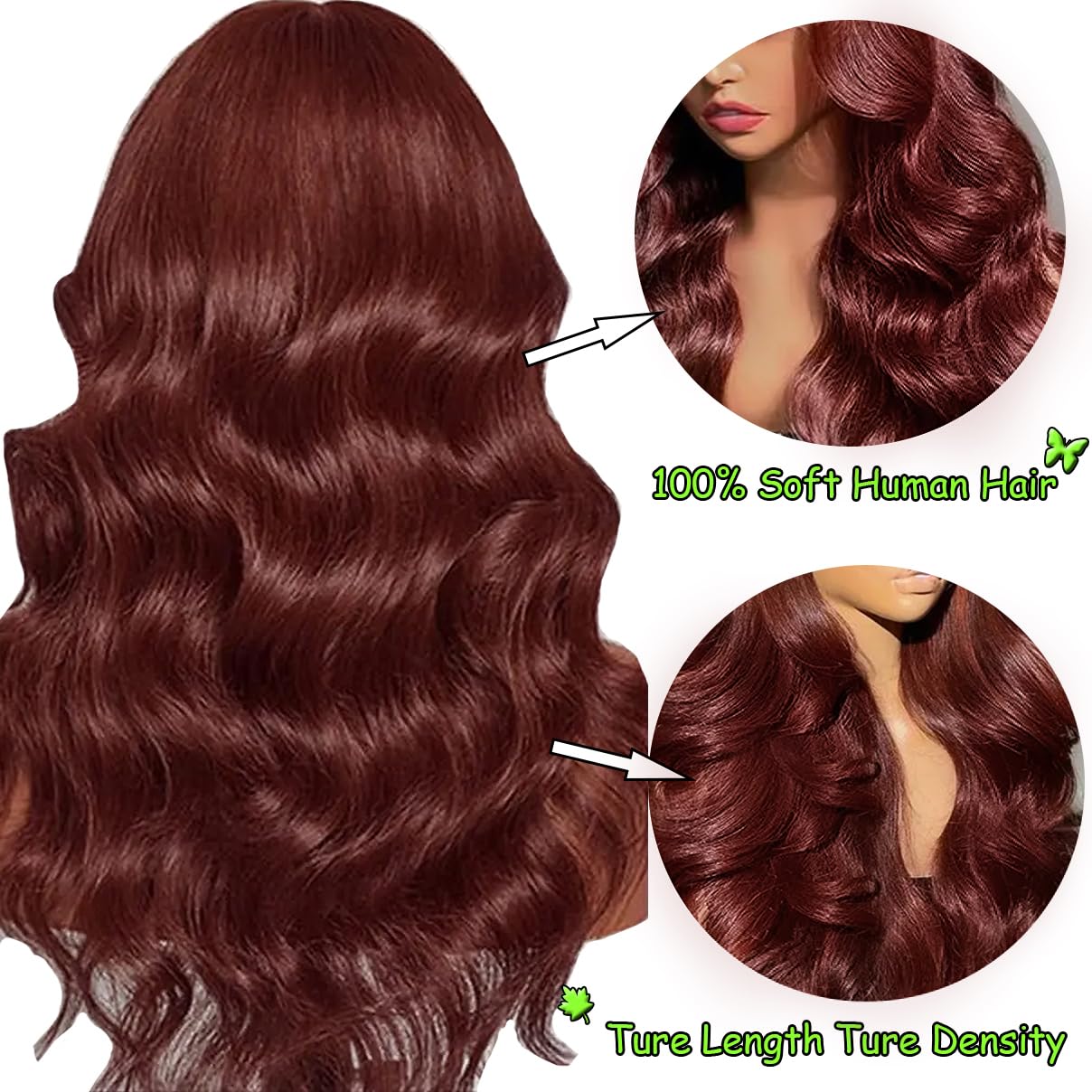 32 Inch Reddish Brown Lace Front Wigs Human Hair 13  6 Hd Lace Body Wave Aubrun Brown Front Wig Pre Plucked Red Human Hair Color
