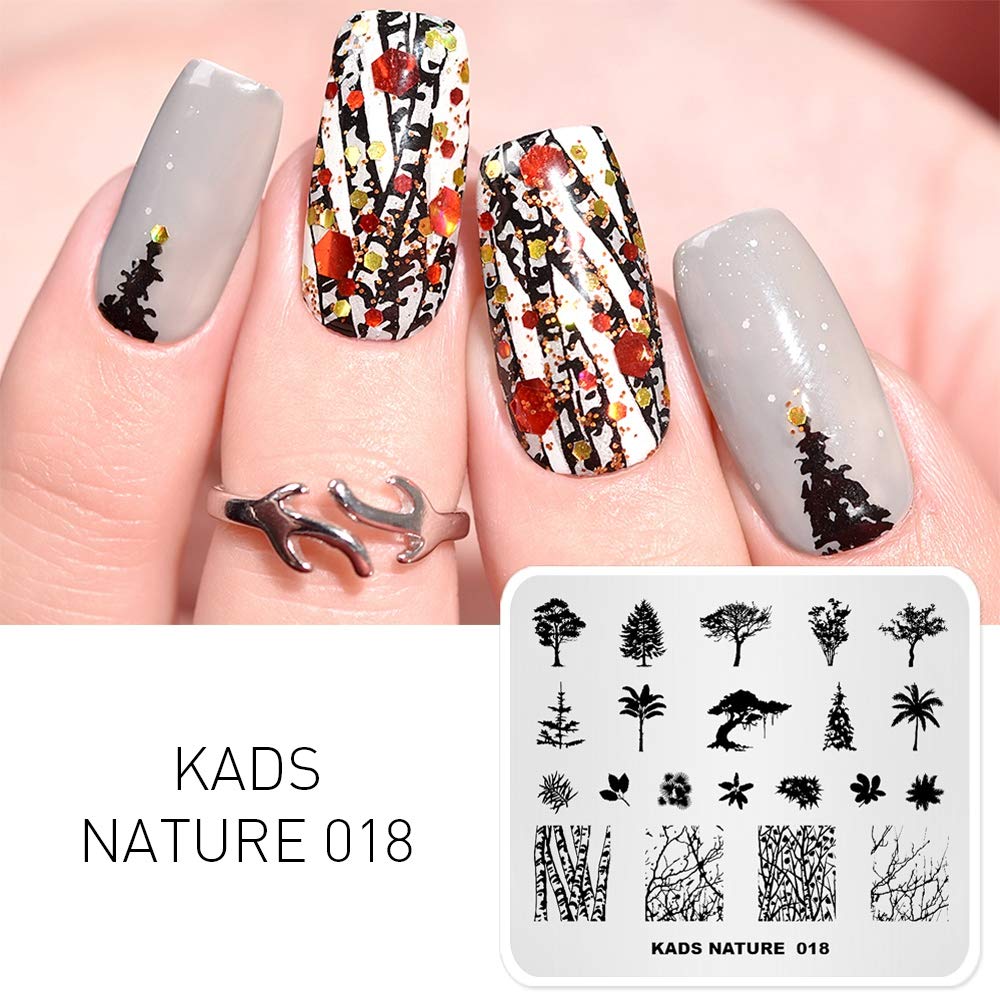 Kads Nail Stamping Plate Tree Nature Template Image Design Plates For Nail Art Decoration And Diy Nail Art (Na018)