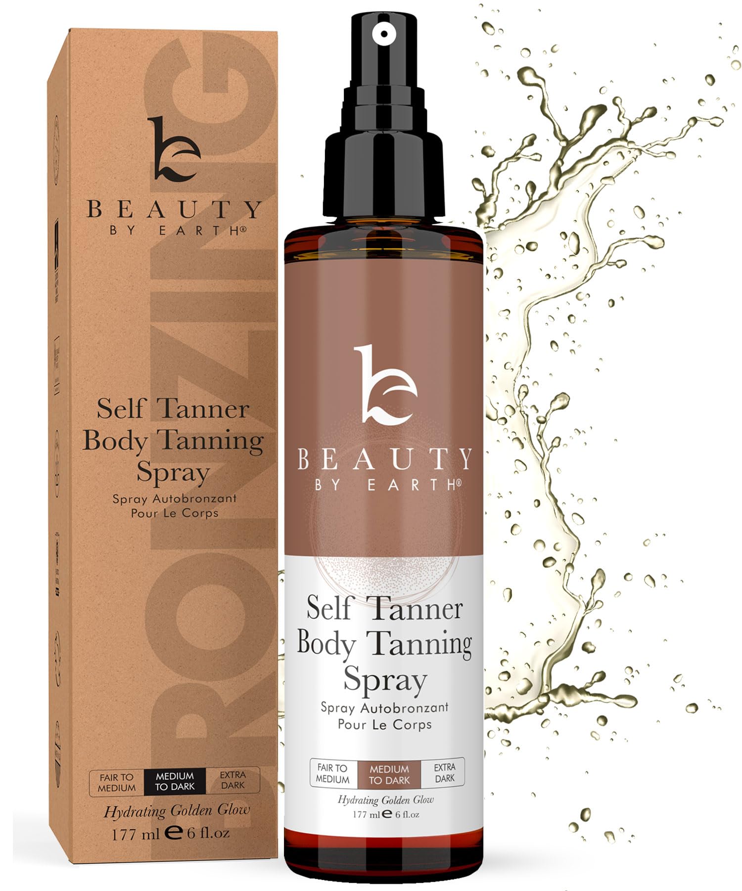 Self Tanner Spray - Usa Made With Natural & Organic Ingredients, Fast Drying Spray Tan For Pale Skin, Non Toxic Gradual Tanning