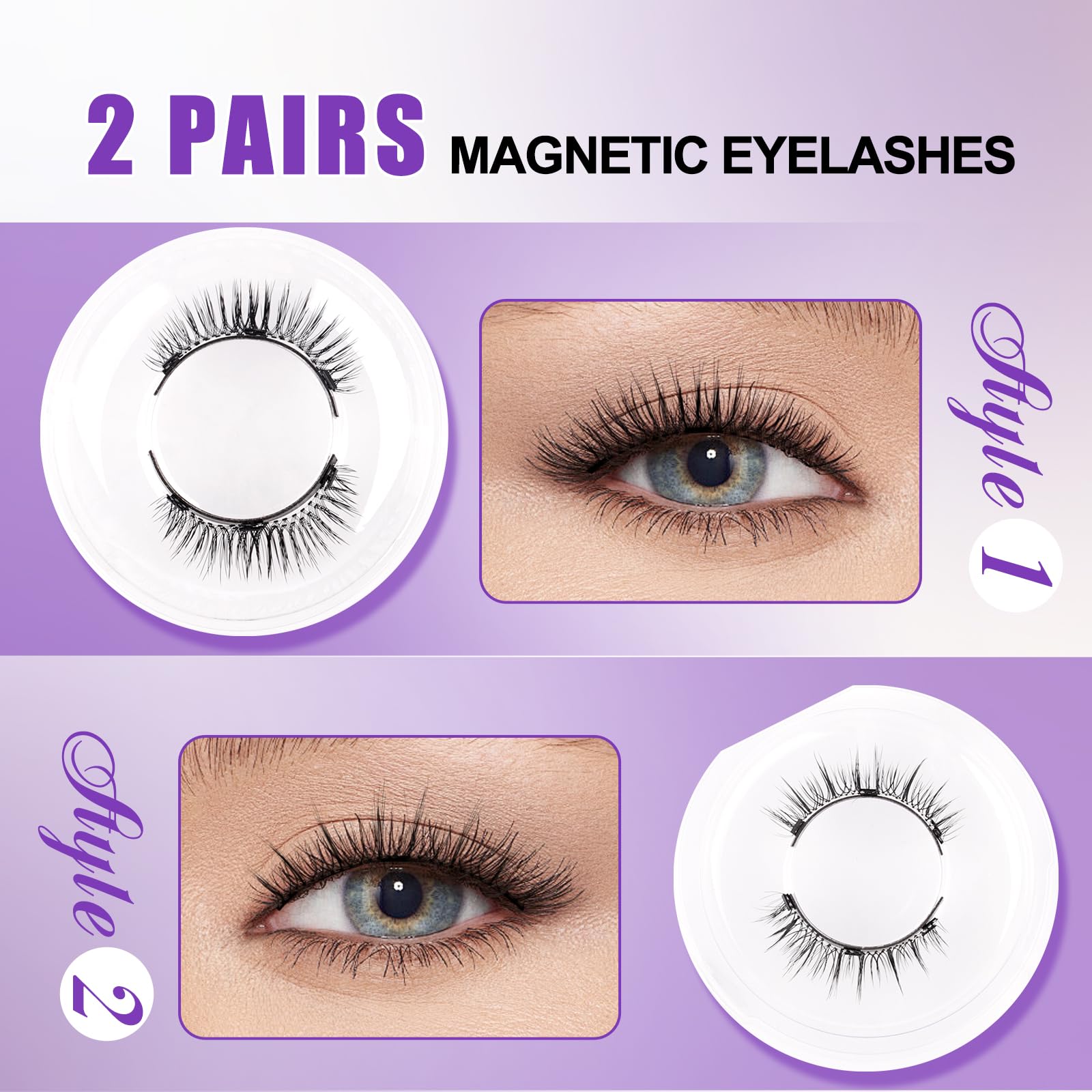 Magnetic Eyelashes With Applicator No Glue Reusable Magnetic Lashes Natural Lightweight Soft Magnetic Eyelash Wispy Easy To Use,