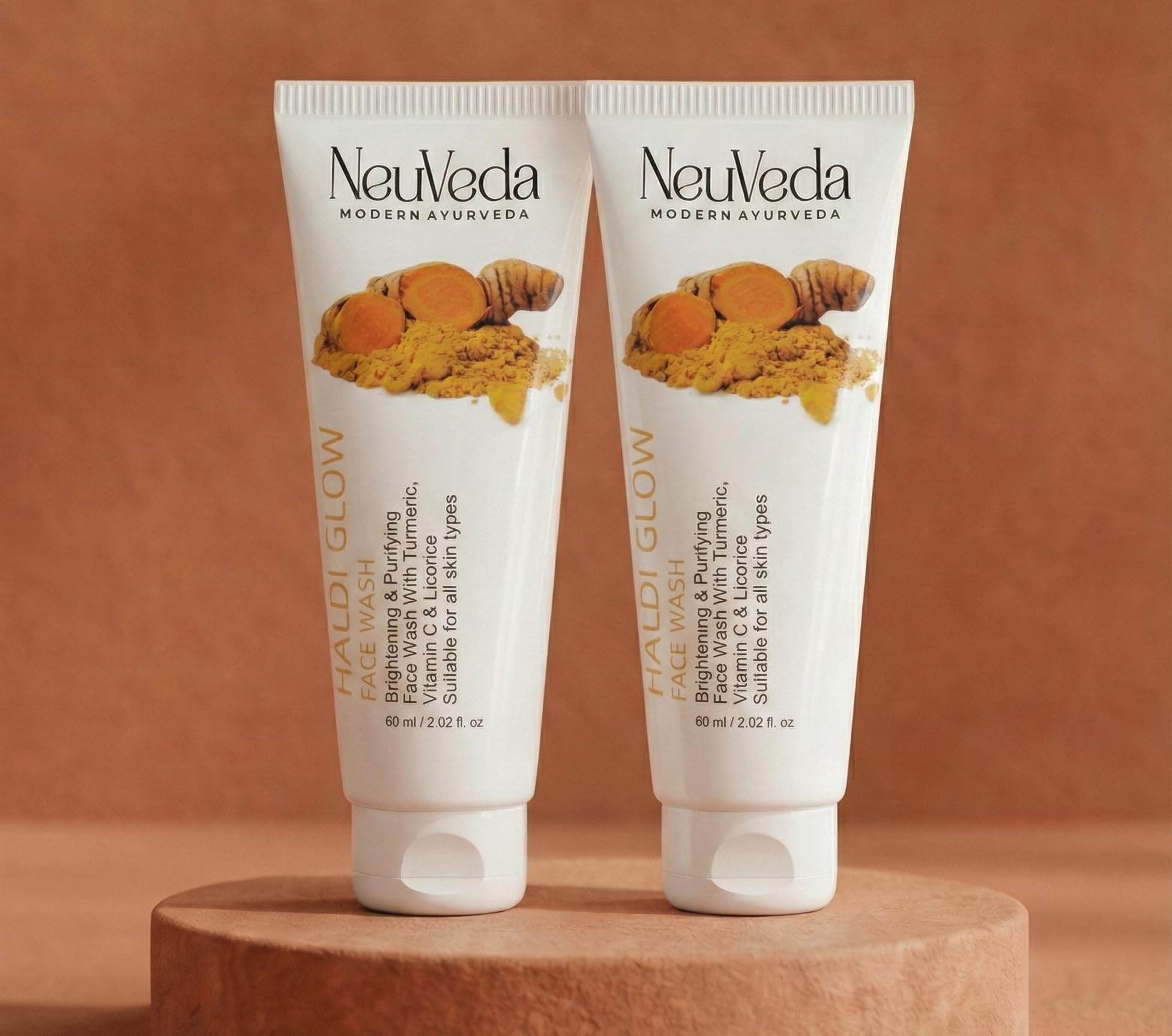 Neuveda Turmeric (Haldi) Face Wash With Vitamin C & Licorice Root Extract For Skin Brightening, Dark Spots & Tan Removal | Natur