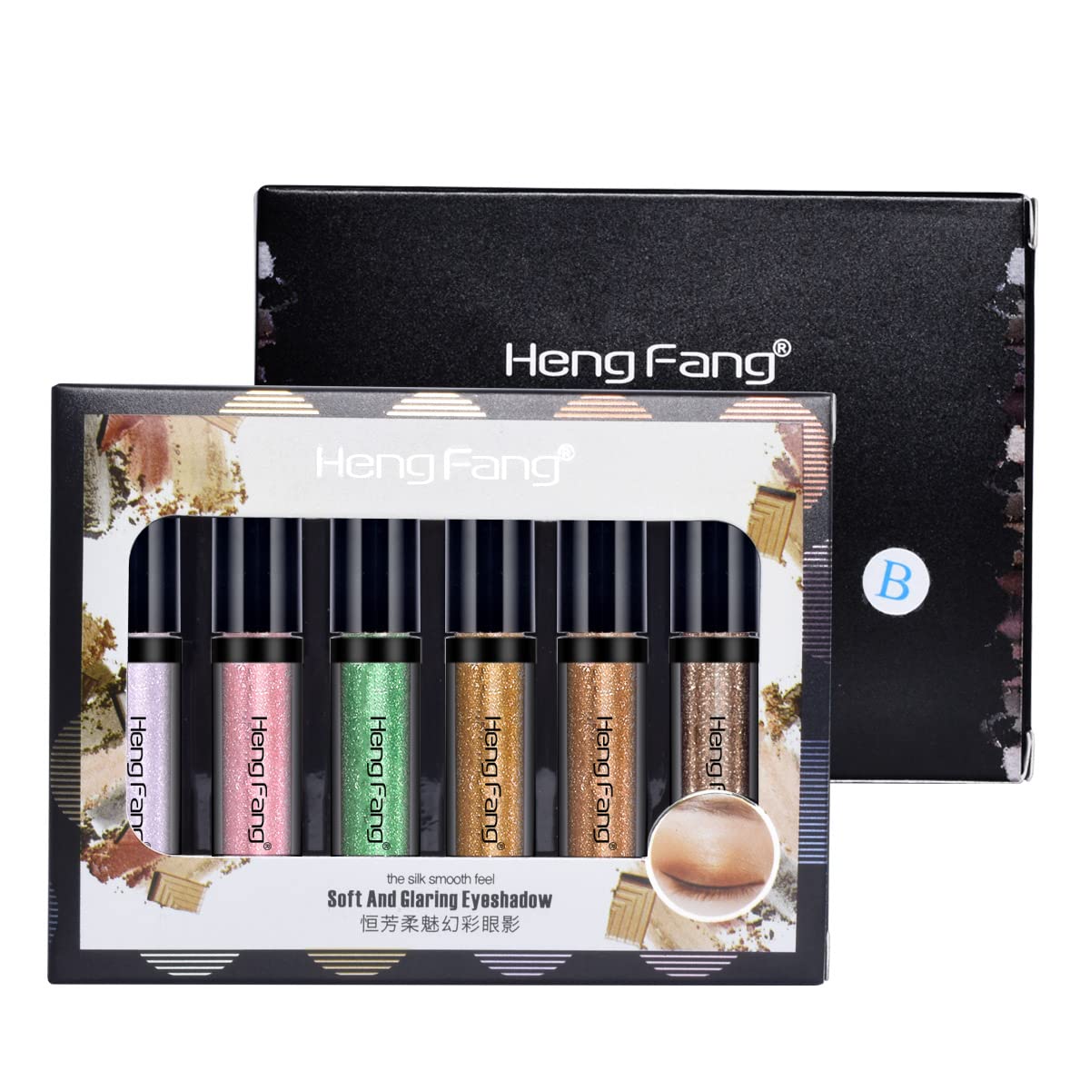 Lamuseland Glitter Liquid Eyeshadow, 6 Colors/Set Shimmer Metallic Shiny High Pigmented Eyeshadow Pencil Set, Long Lasting Water