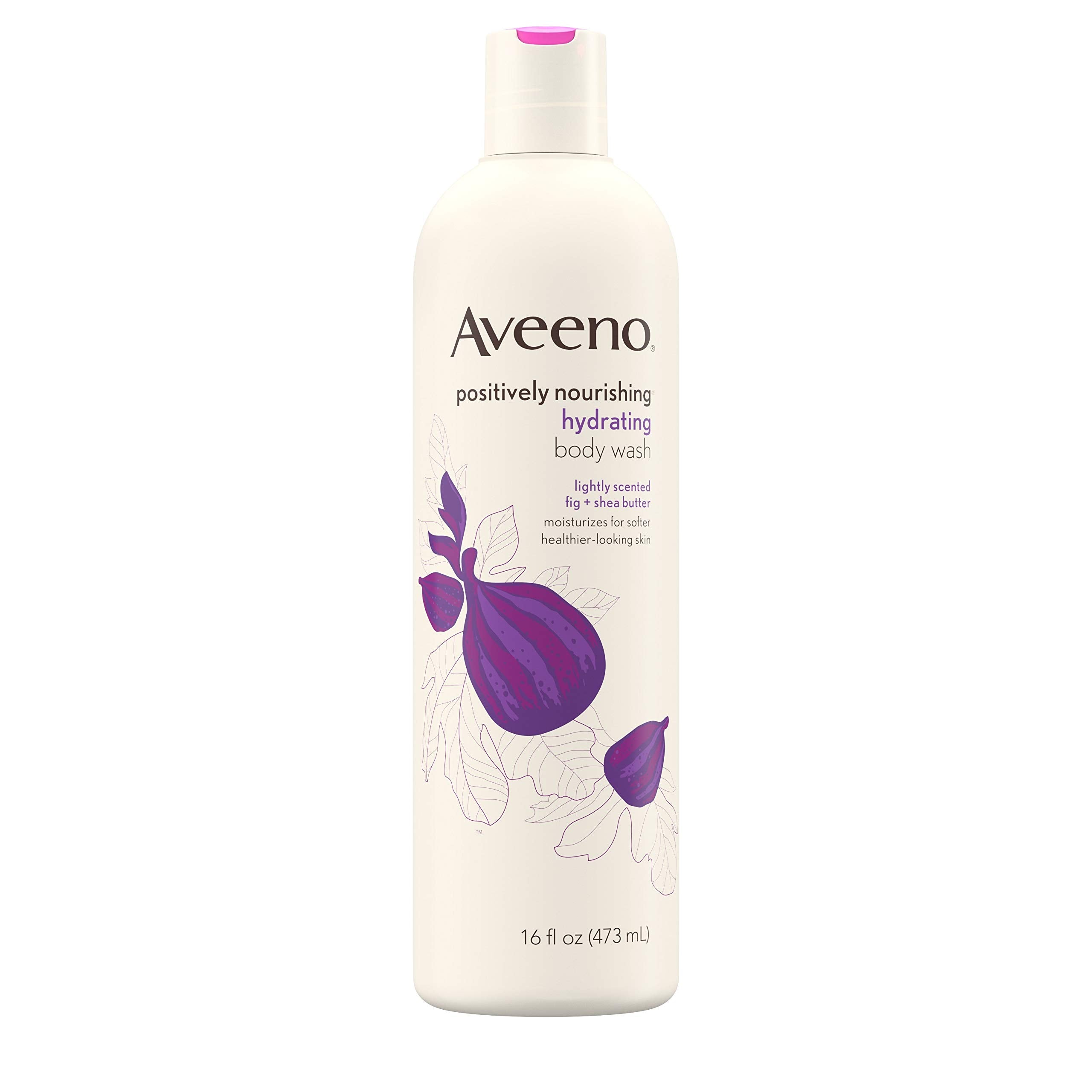 Aveeno Positively Nourishing Hydrating Body Wash for Dry Skin with Natural Fig & Shea Butter, Lightly Scented Daily Moisturizing