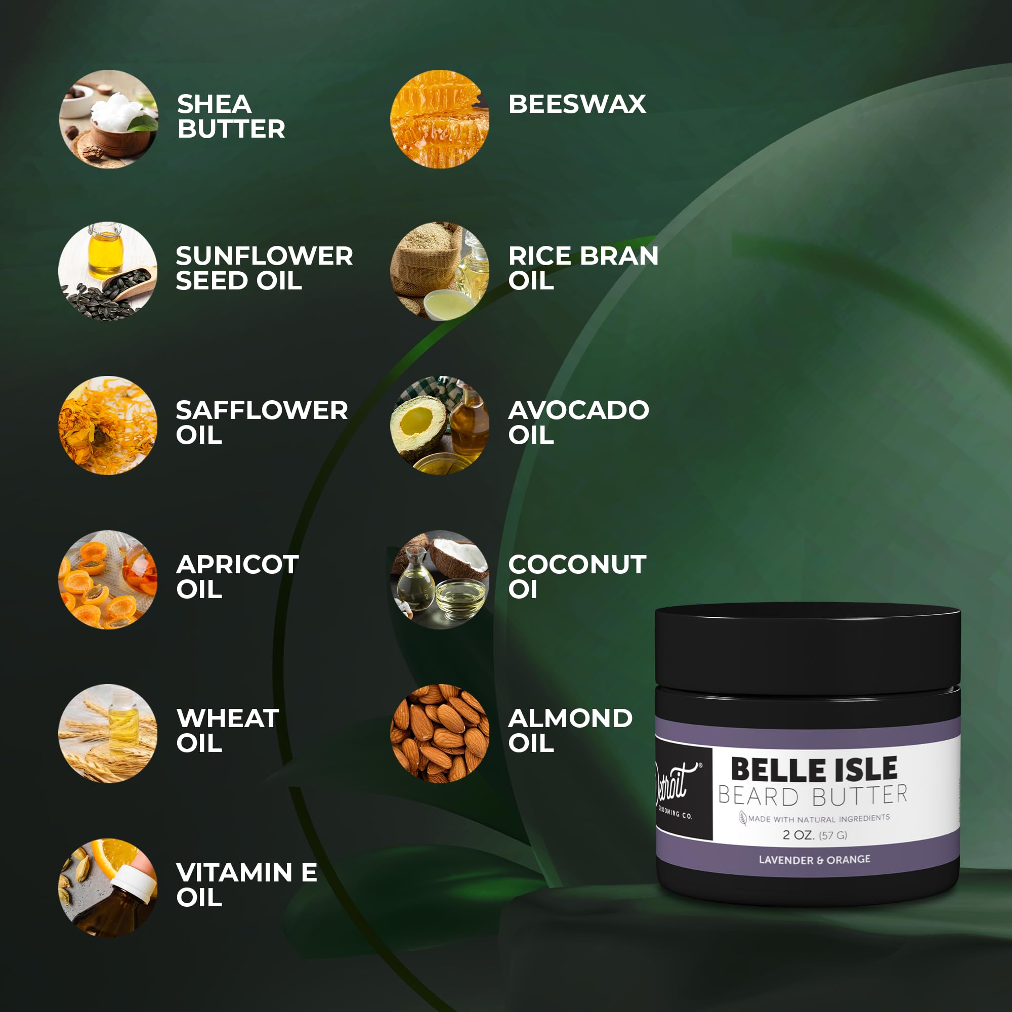 Detroit Grooming Co. Beard Butter - All-Natural, Deeply Hydrating With Safflower Oil & Shea Butter - Belle Isle (Lavender & Oran