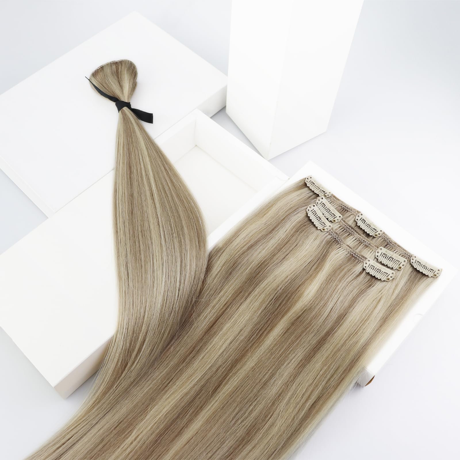 Sunny Blonde Hair Clip In Extensions Remy Clip In Human Hair Extensions Ash Blonde Highlighted Golden Blonde Hair Clips Extensio