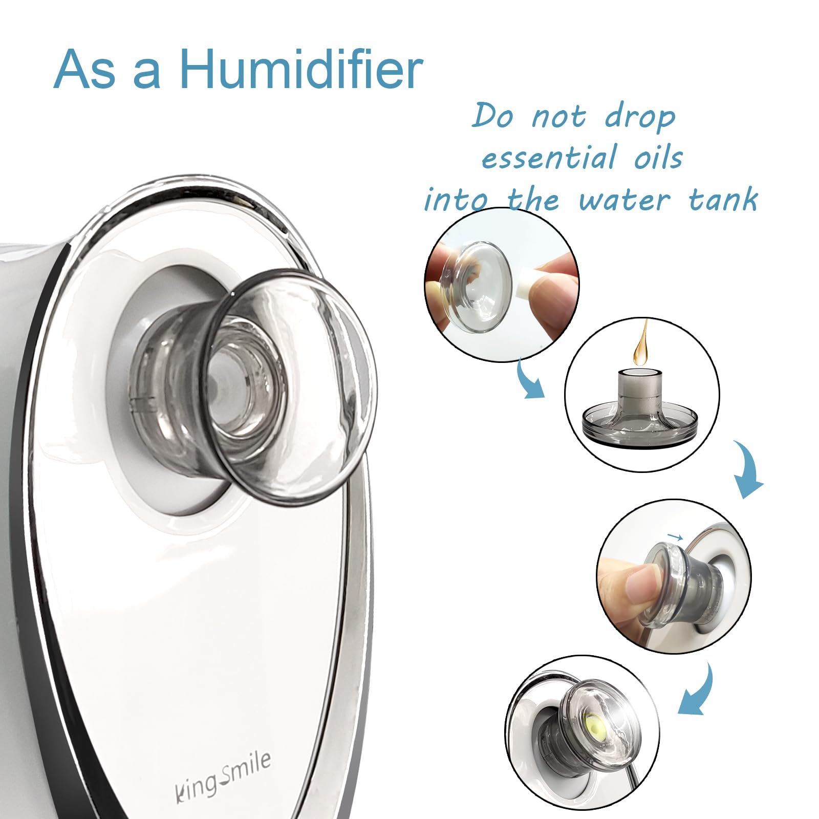 Kingsmile Facial Steamer, 2 In 1 Face Steamer For Facial,Compact Nano Steamer With Aromatherapy,Face Humidifier - Adjustable Noz