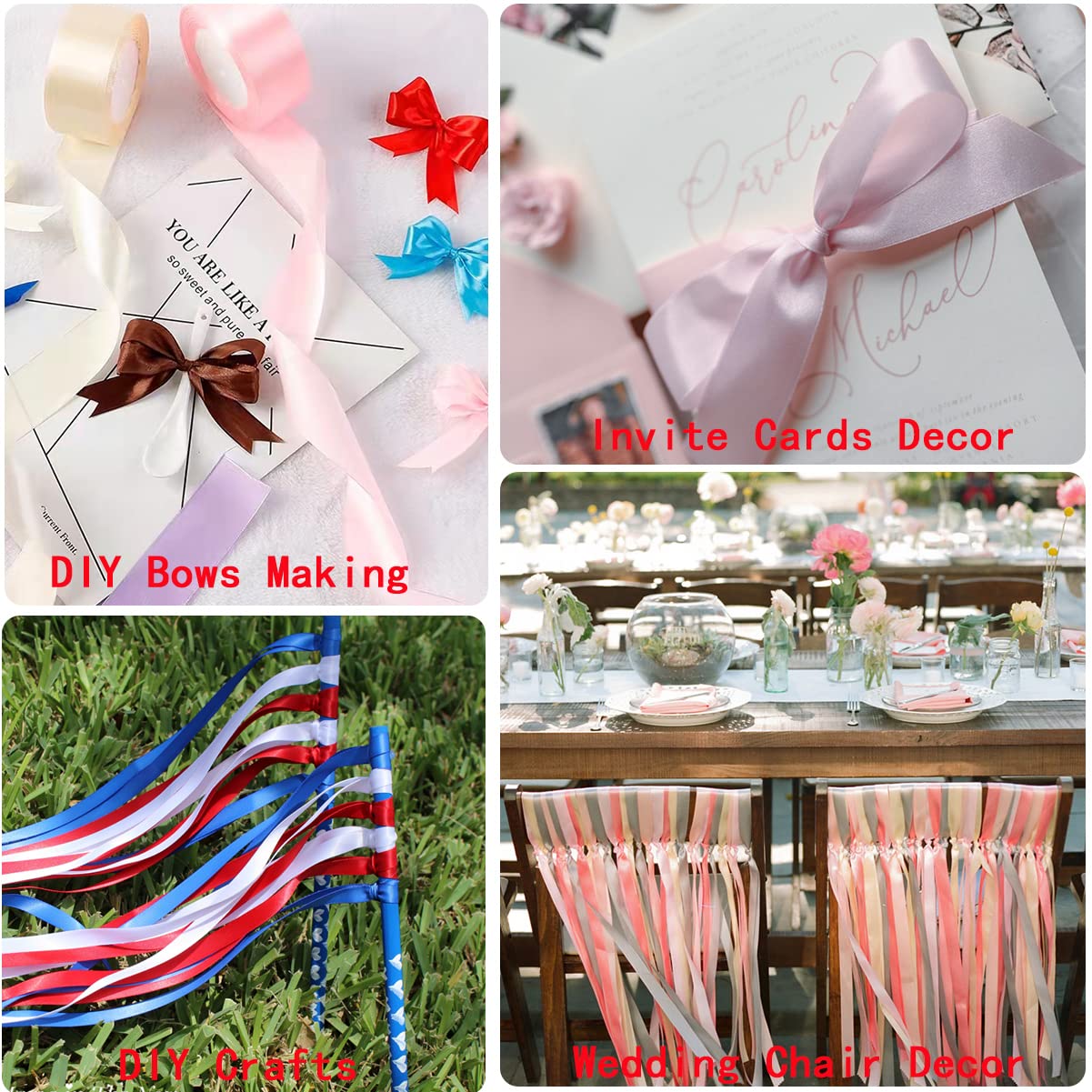 Pink Ribbon 1 Inch X 25 Yards, Satin Fabric Silk Ribbon For Gift Wrapping, Hair Bows Making, Floral Bouquets, Wreaths, Diy Sewin
