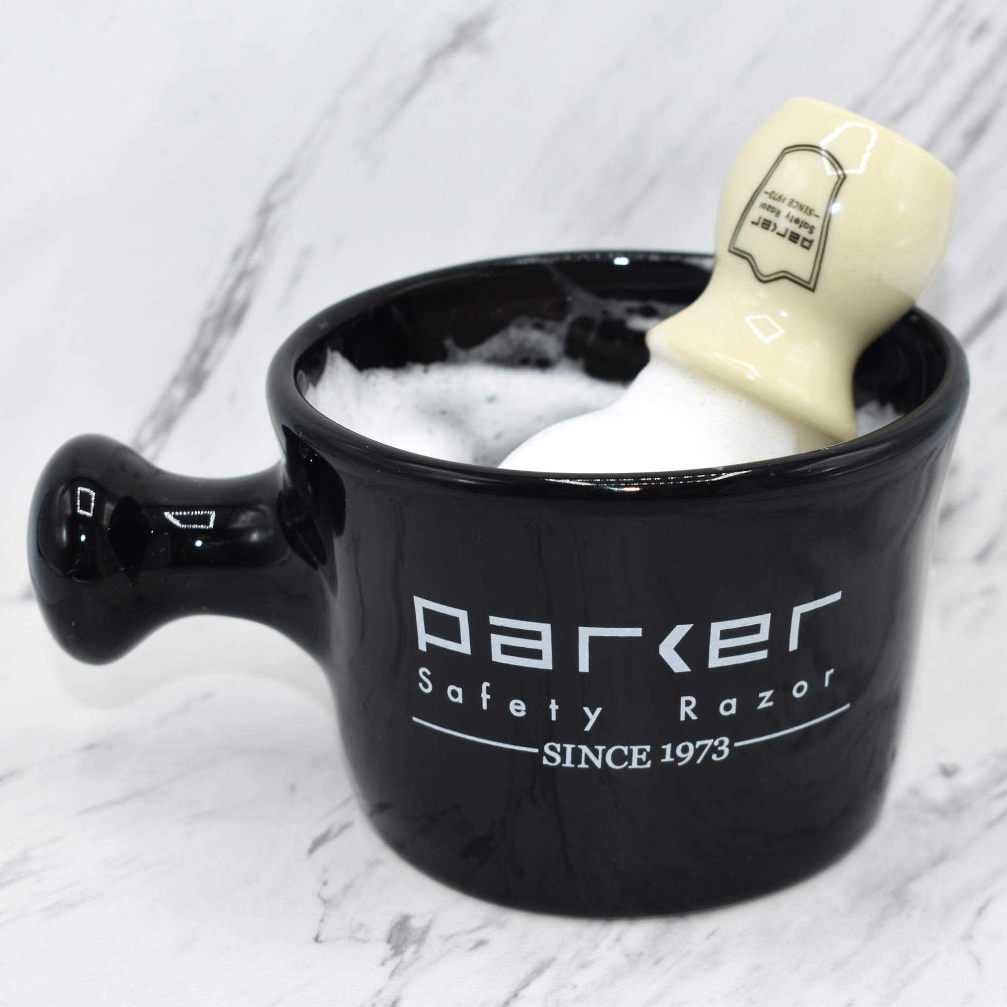 Parker Deluxe Stoneware Apothecary Shaving Mug - for use with up to 3    Shave Soaps and Lathering Shave Creams - Handmade in th