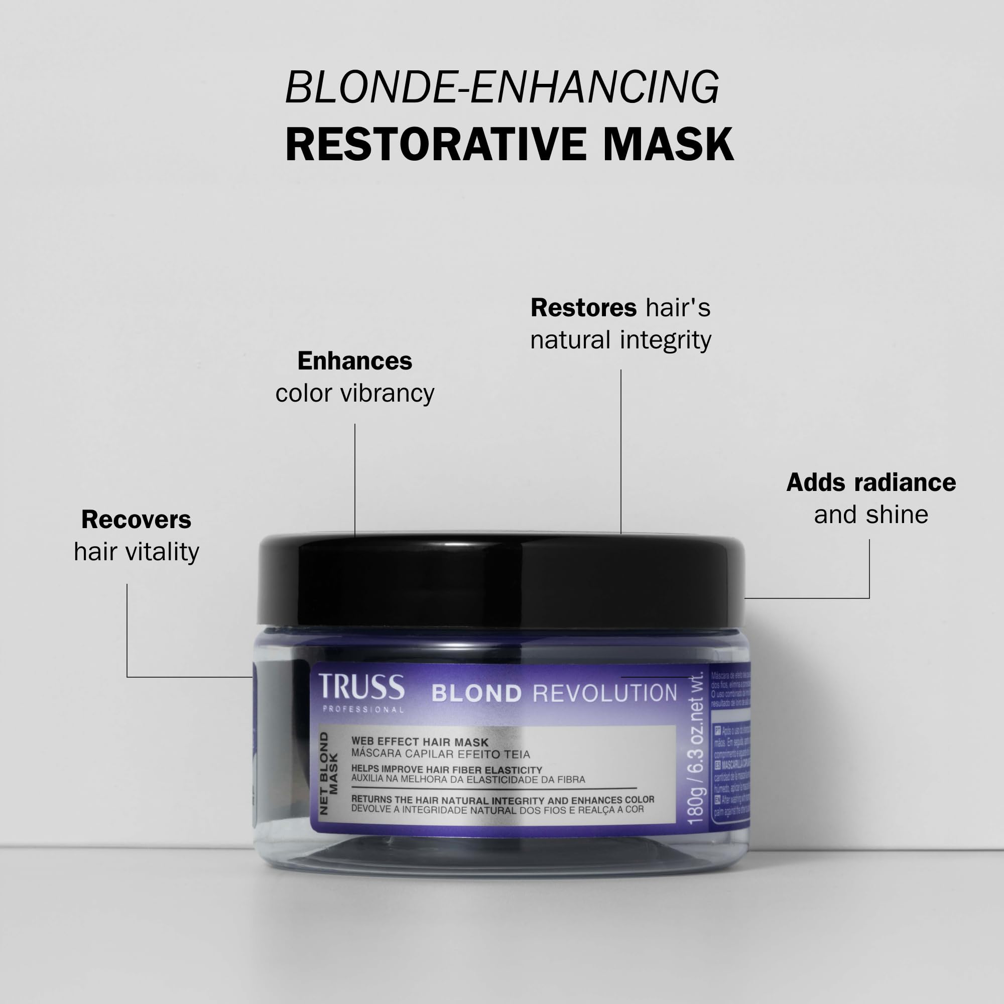 TRUSS Blond Revolution Net Blond Hair Mask - Color-Enhancing Hair Repair Mask to Restore Natural Hair Health, Hair Shine & Vibra