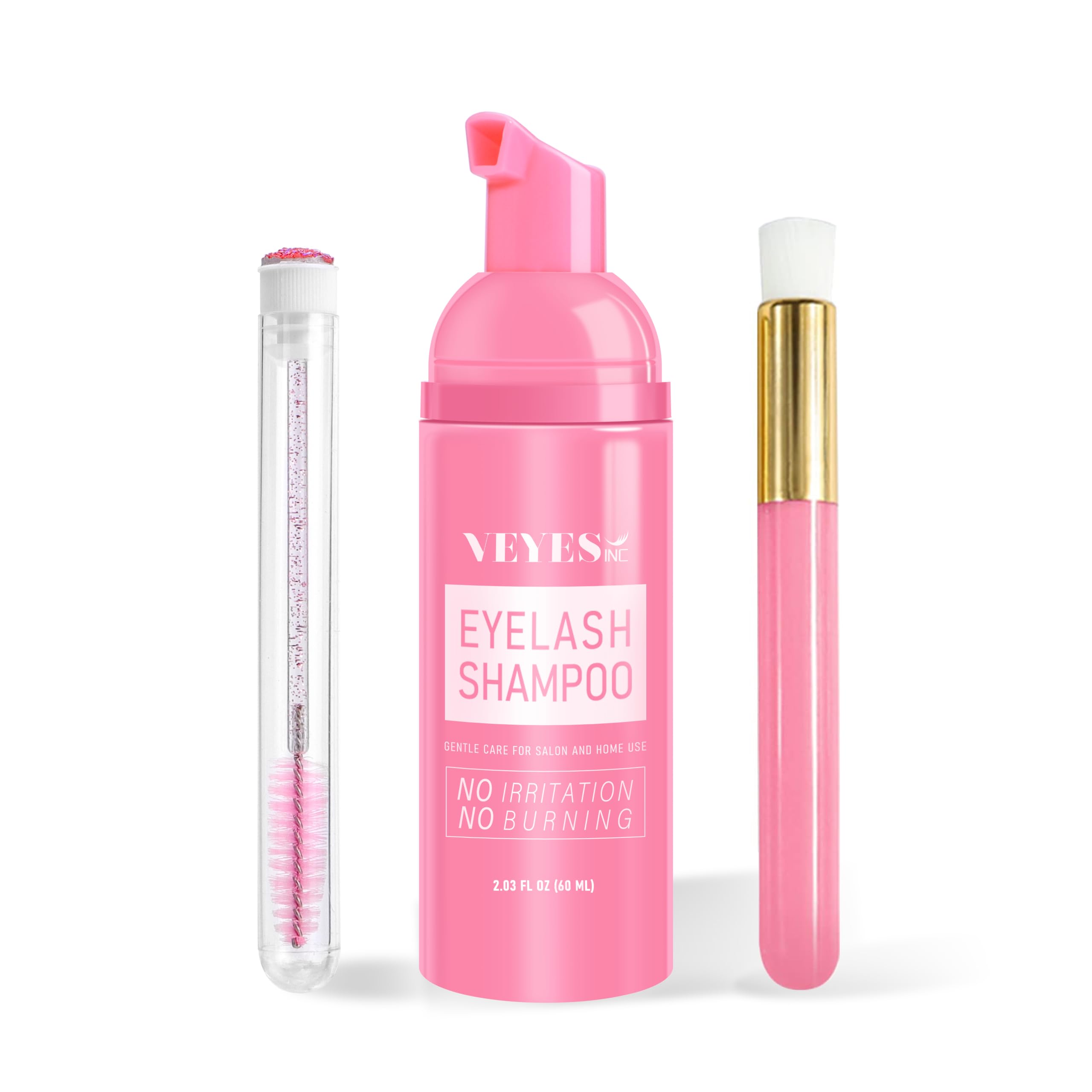 VEYES INC Lash Shampoo for Lash Extensions. Eyelash Wash for Extensions & Natural Lashes. Eyelash Extension Cleanser + Brush,Oil