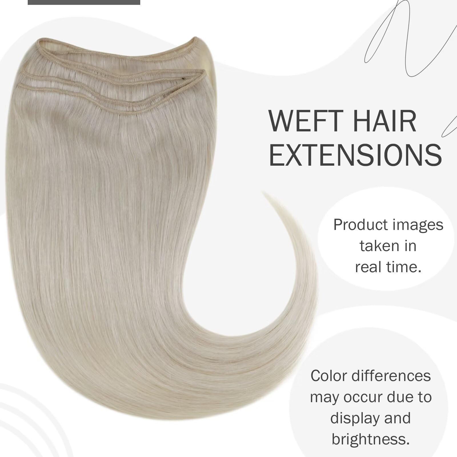 Hetto Blonde Weft Hair Extensions Sew In Human Hair Extensions 14 Inch #60 Platinum Blonde Brazilian Human Hair Weft Sew In Doub