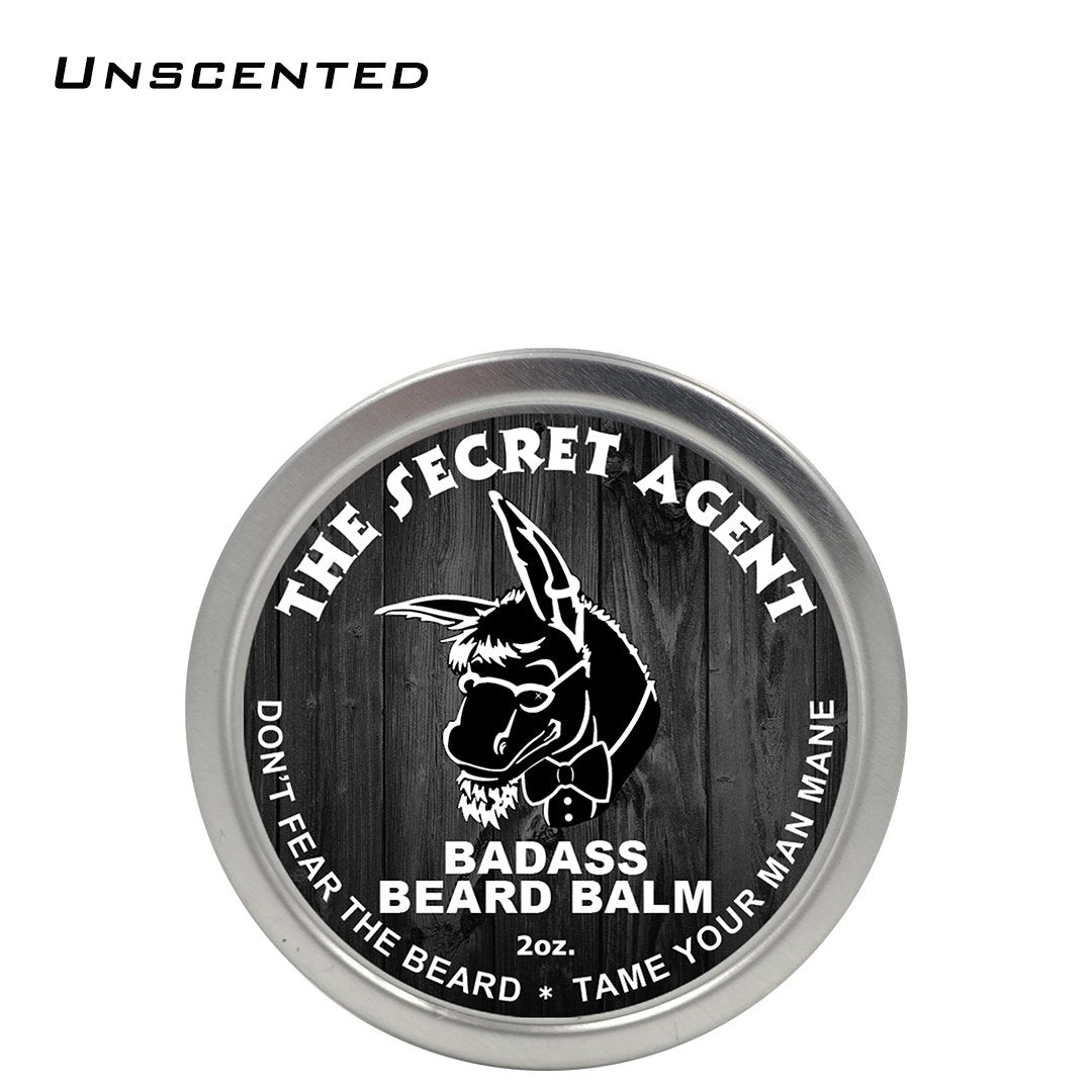 Badass Beard Care Beard Balm - Secret Agent Scent, 2 Oz - All Natural Ingredients, Keeps Beard And Mustache Full, Soft And Healt