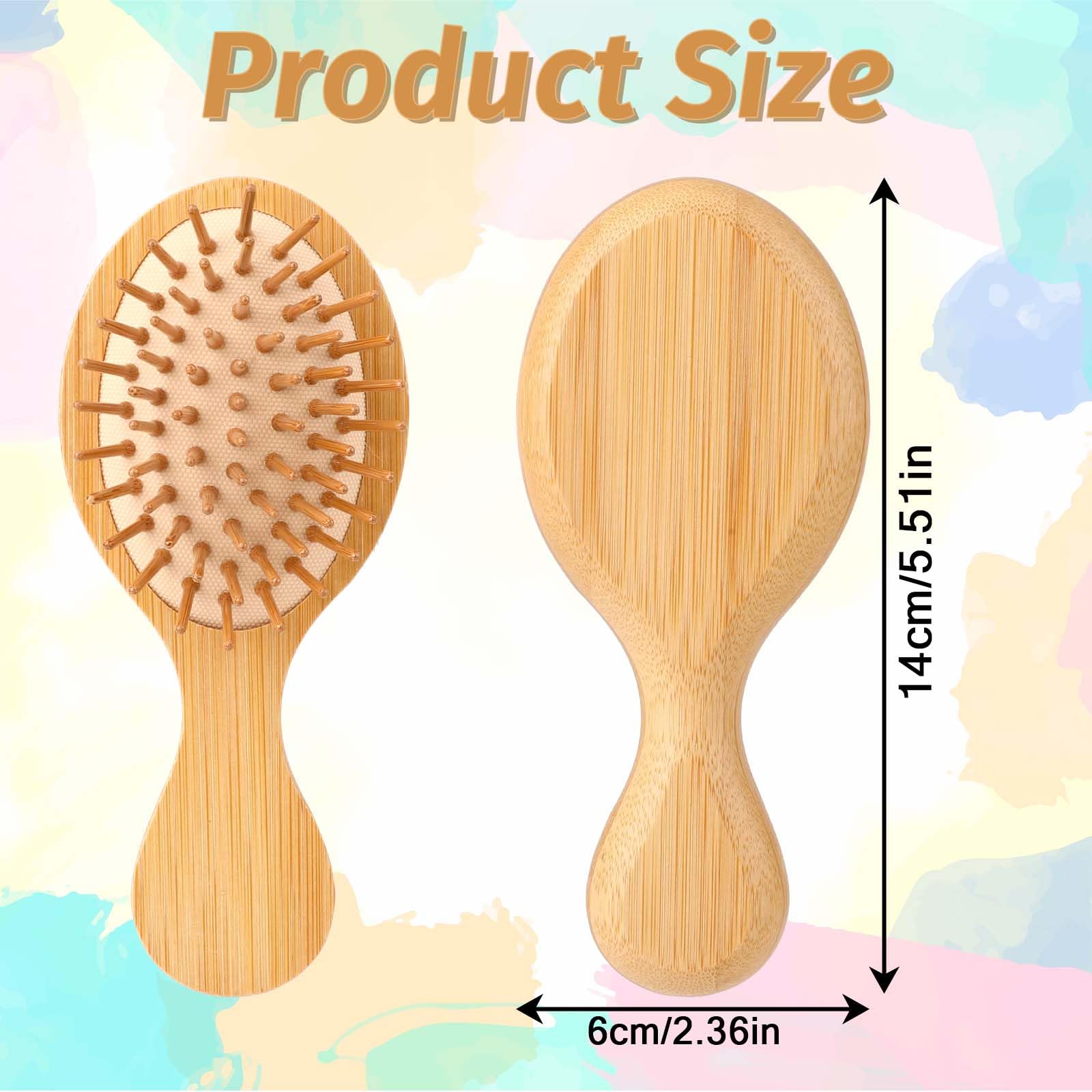 Mozeat Lens Mini Bamboo Detangling Hair Brush - Portable Wooden Comb for All Hair Types - Anti-Static, 5.5 Inch, Brown