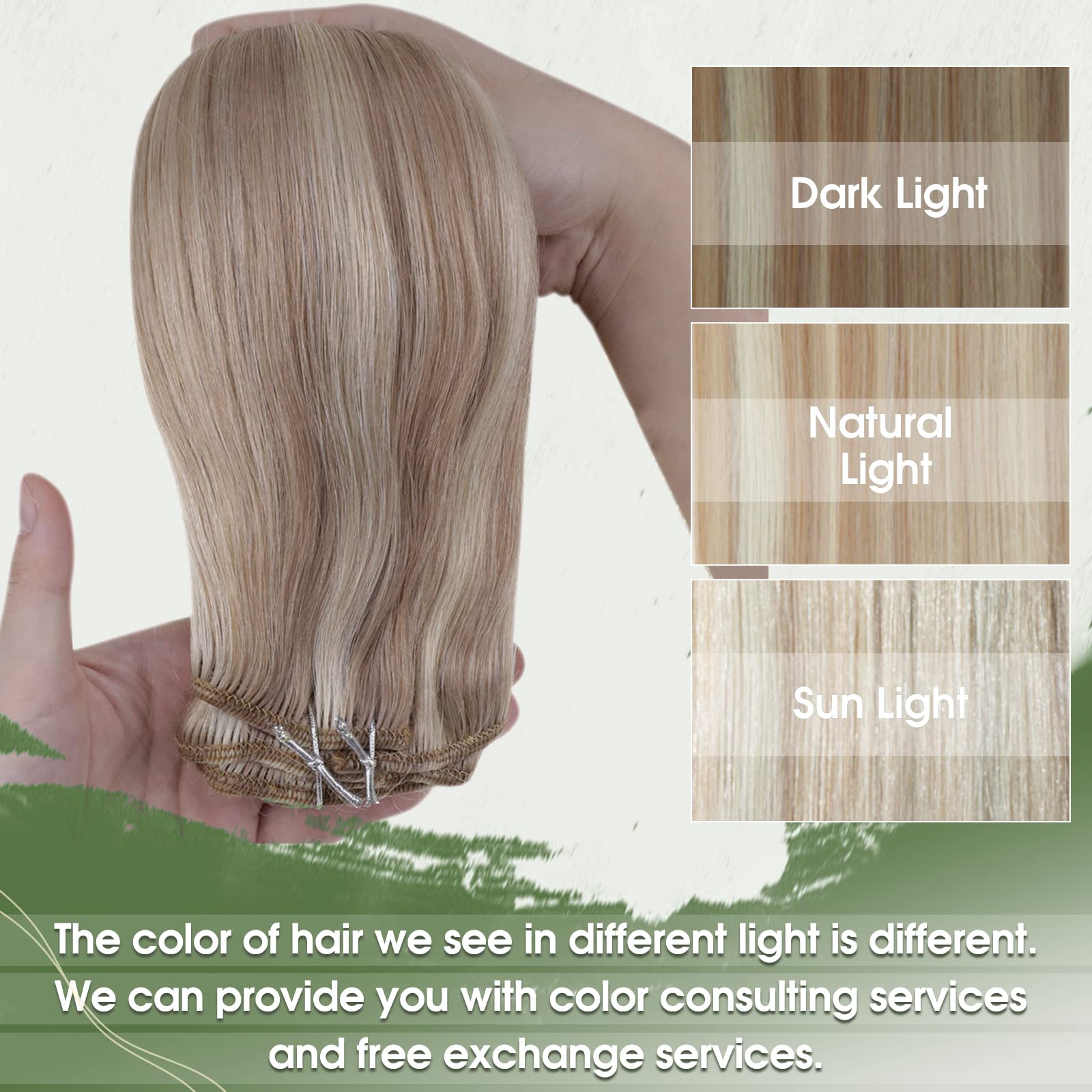 Hetto Blonde Hair Extensions Clip In Human Hair Ash Blonde Highlighted Bleach Blonde Natural Clip In Hair Extensions Real Human