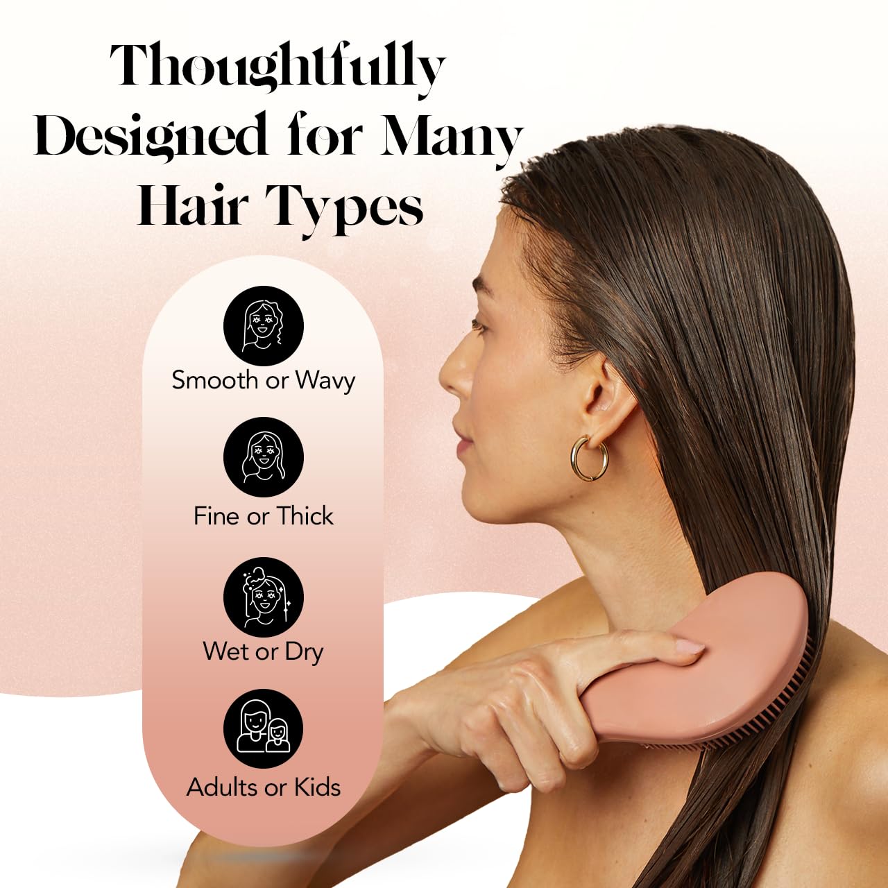 Kitsch Detangling Brush For Adults & Kids - Professional Wet & Dry Hair Detangler, No Pain, Tangle Free Flexible Bristles - Easy
