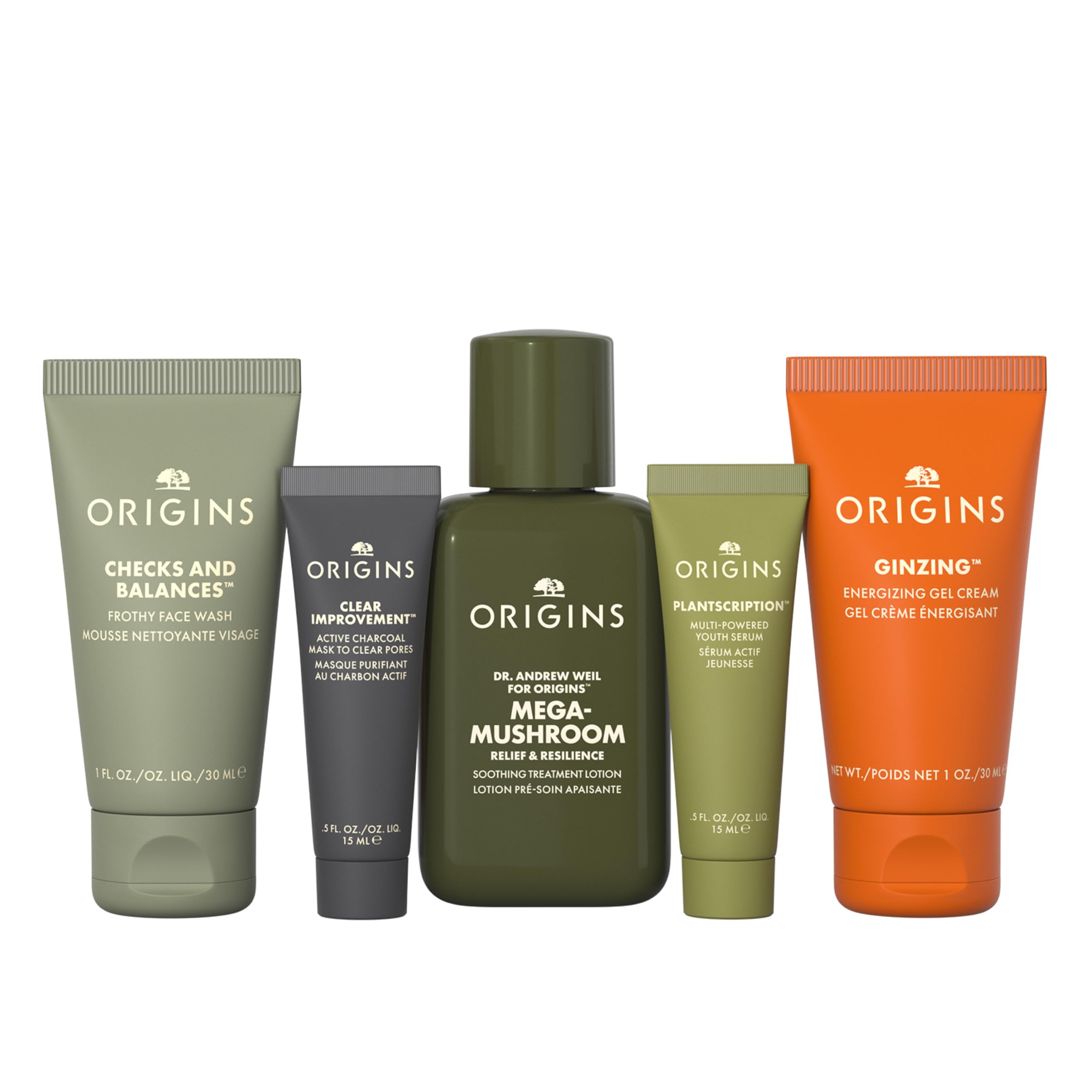 Origins Bestselling Skincare Set | Features Cleanser, Mask, Treatment Lotion, Serum & Moisturizer | With Peptides, Hyaluronic Ac