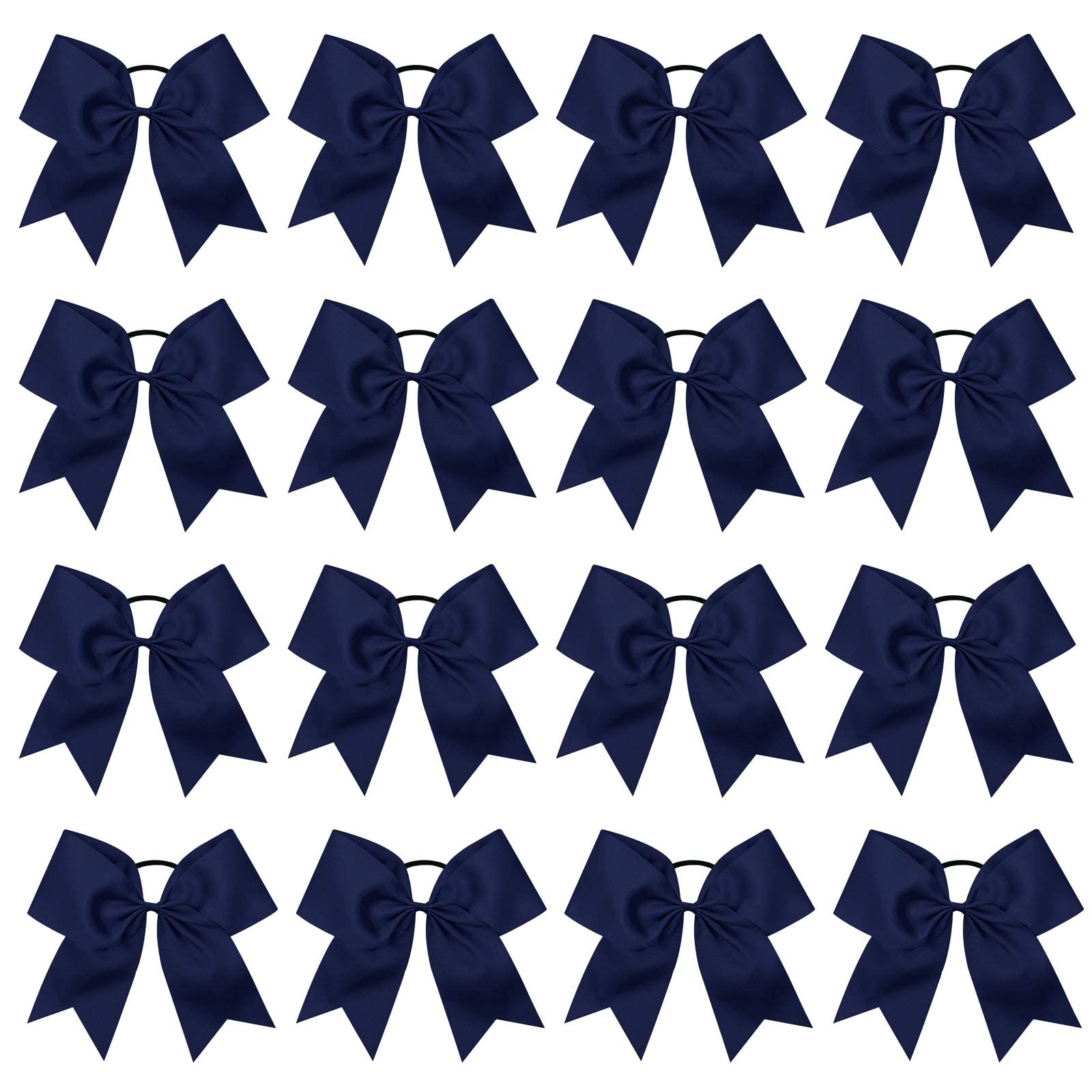 16Pcs 8 '' Large Cheer Hair Bows Ponytail Holder Elastic Band Handmade For Cheerleading Teen Girls College Sports (16 Pcs) (Navy
