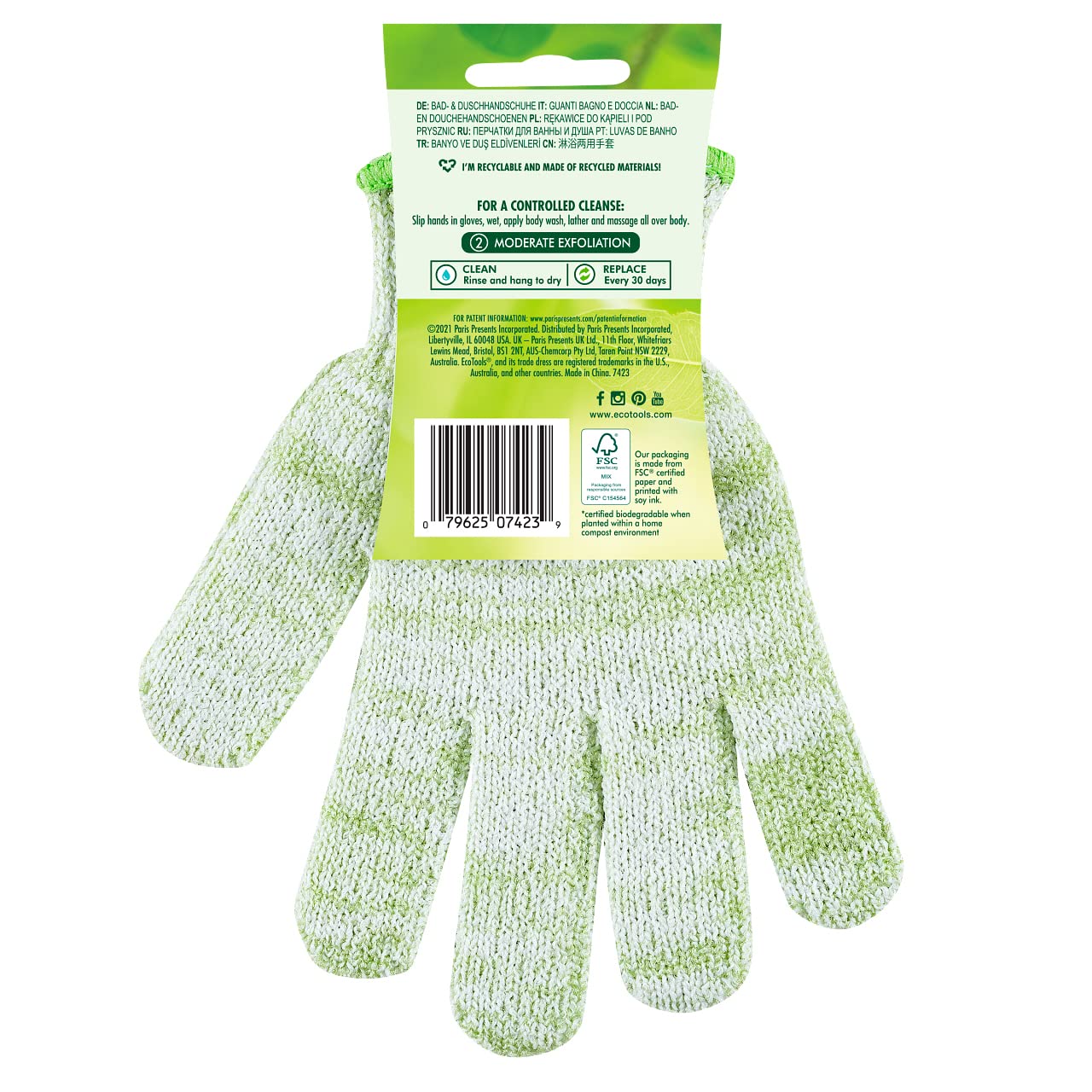 Ecotools Recycled Bath And Shower Gloves, Colors May Vary