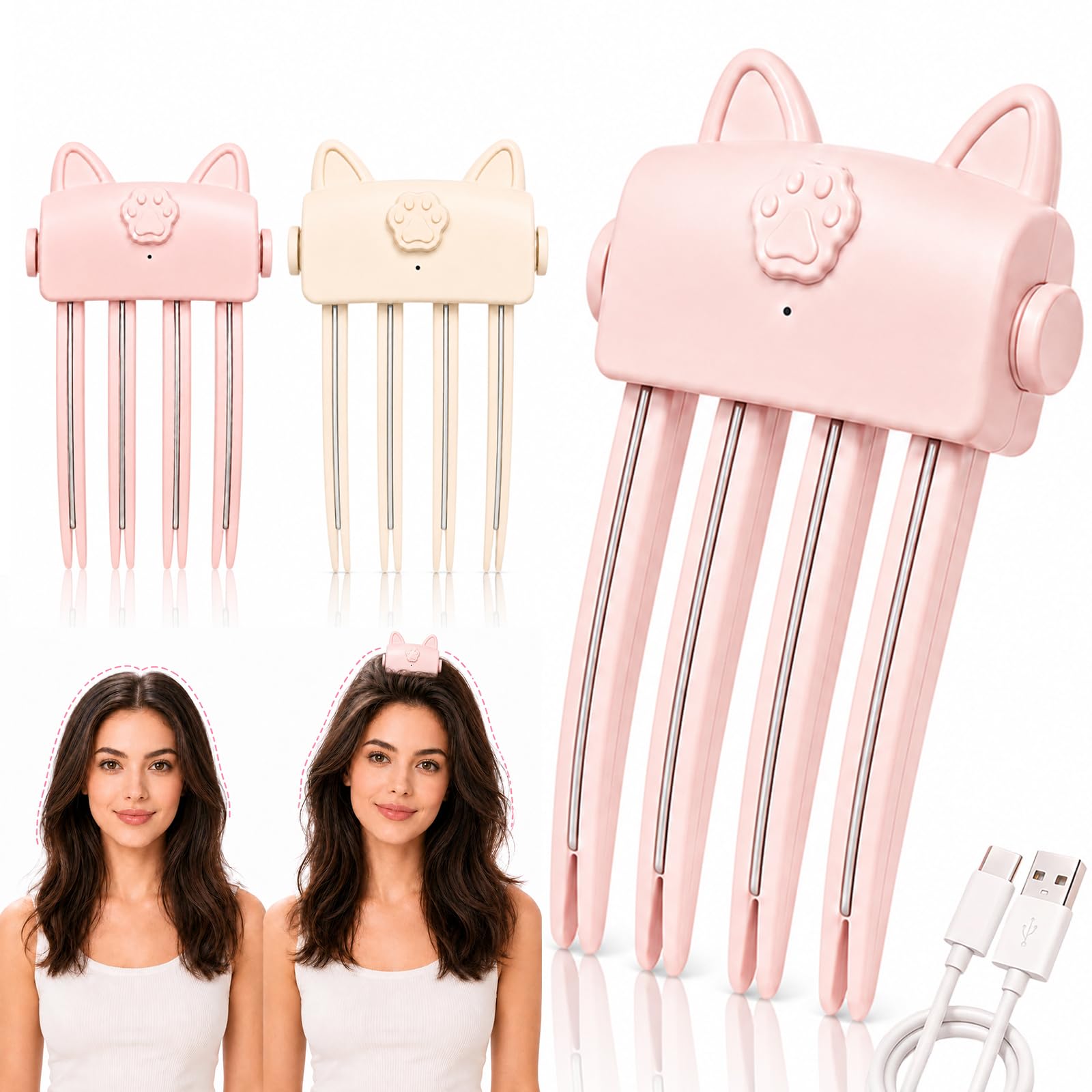 Wireless Heated Volumizing Root Lift Clip, Heated Root Volumizer Clip,Pink