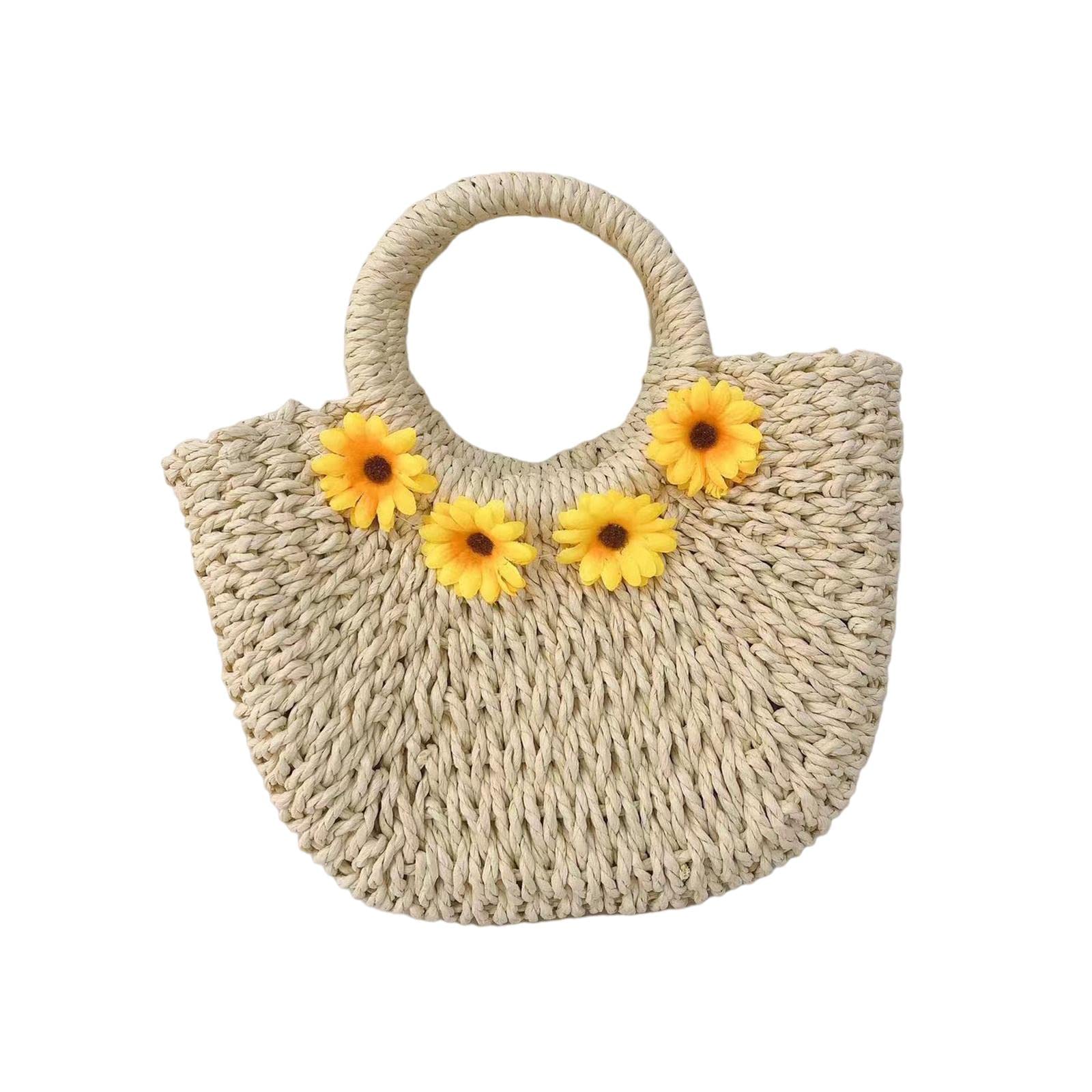 Calandis Bohemian Woven Handbag Detachable Shoulder Strap Summer Beach Tote Bag Beige | Womens Handbags & Bags