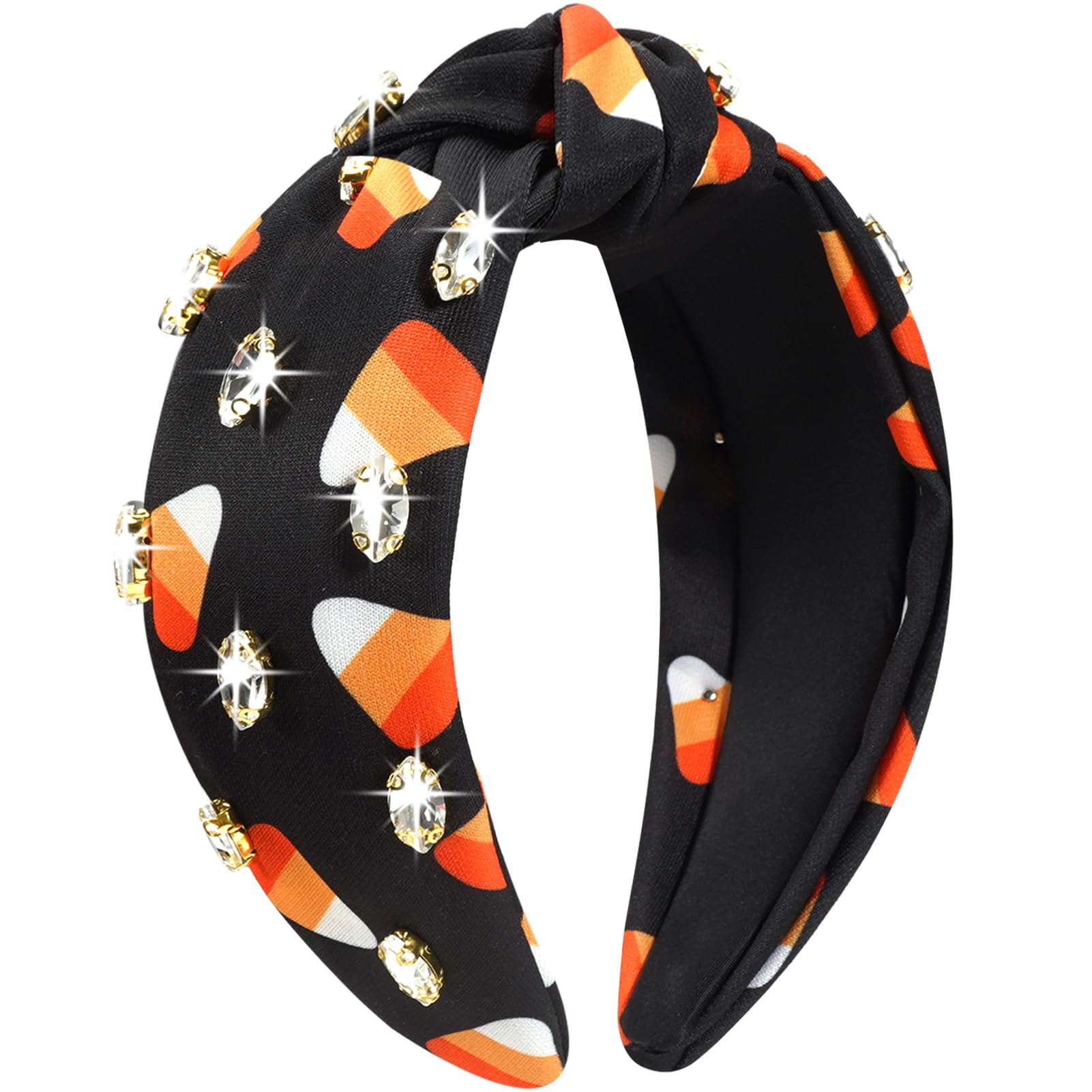 Ardorchid Halloween Headbands for Women Rhinestone Crystal Sparkle Candy Knot Headbands Halloween Outfits Gifts Wide Jeweled Hai