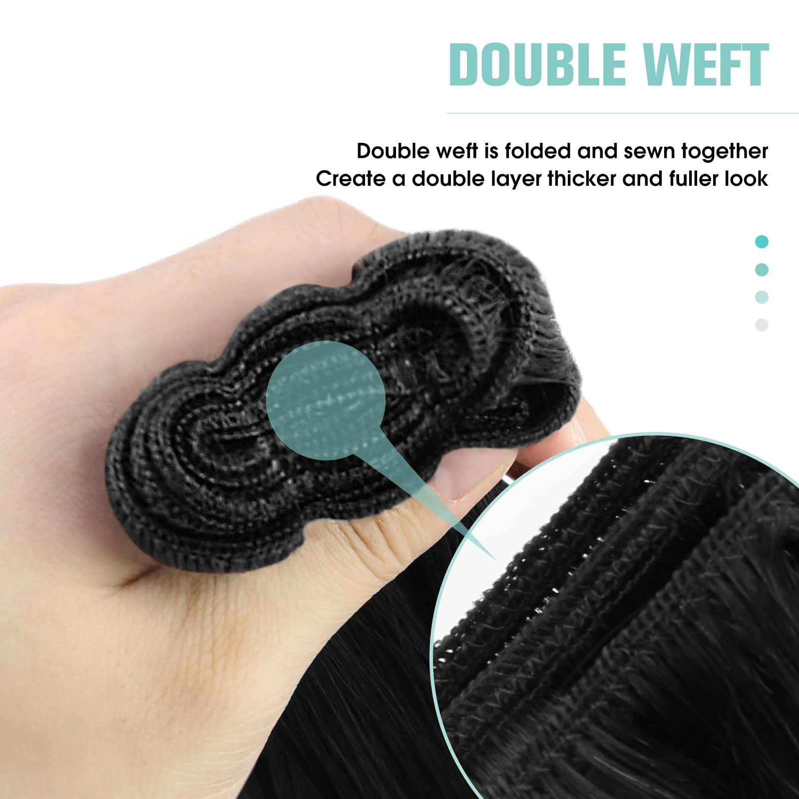 Youngsee 125G Weft Hair Extensions Black Sew In Human Hair Extensions Jet Black Sew In Weft Hair Extensions For Black Women Weft