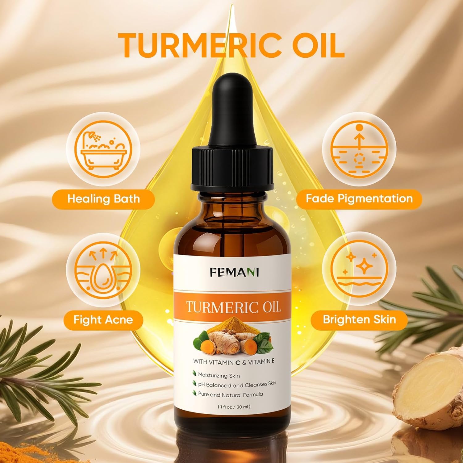 2 PCS Natural Turmeric Soap Bar for Face & Body Cleanser and Turmeric Oil, Nautral Ingredients Turmeric Wash and Care Set, Sooth